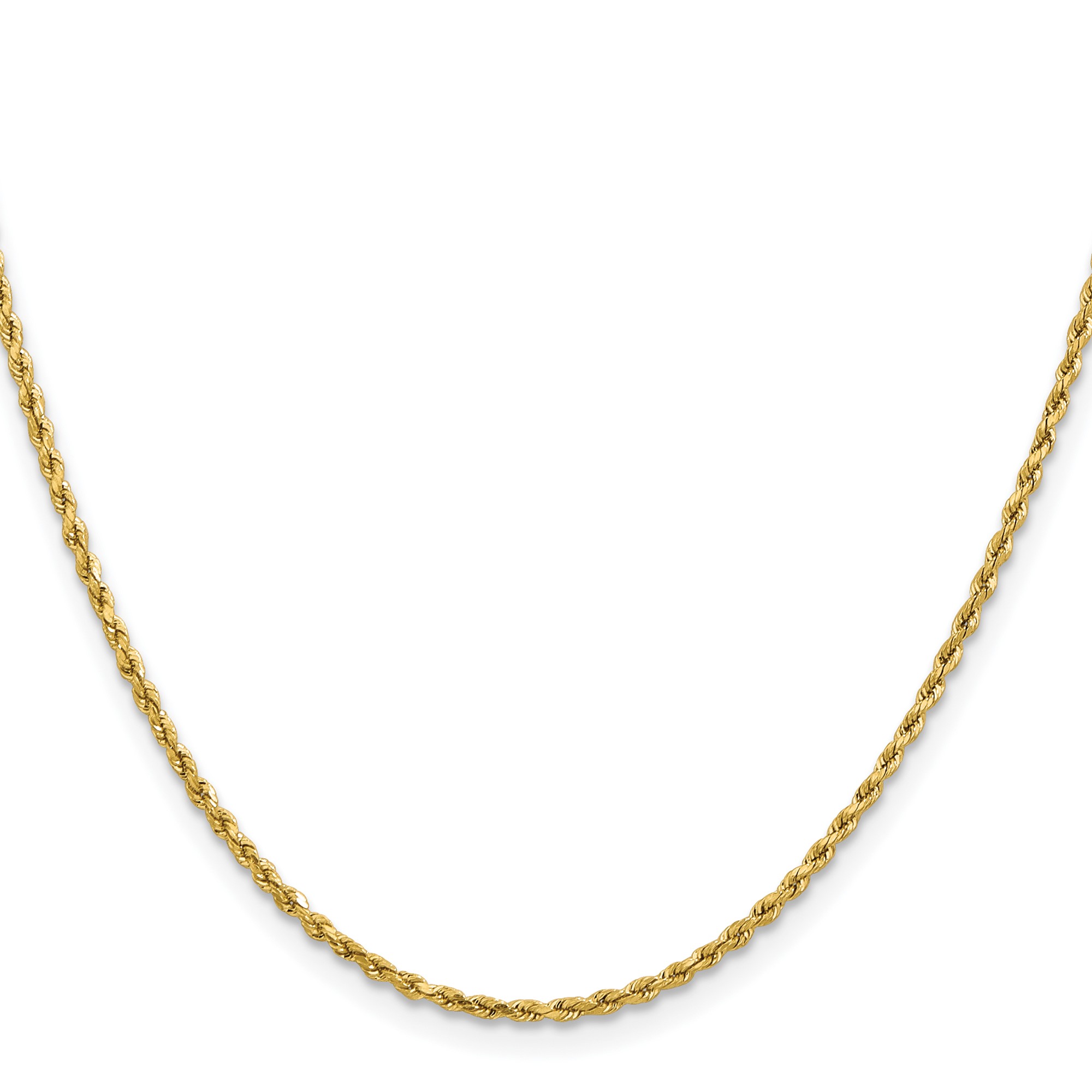 14K Yellow Gold Rope Chain Necklace, 1.8 mm