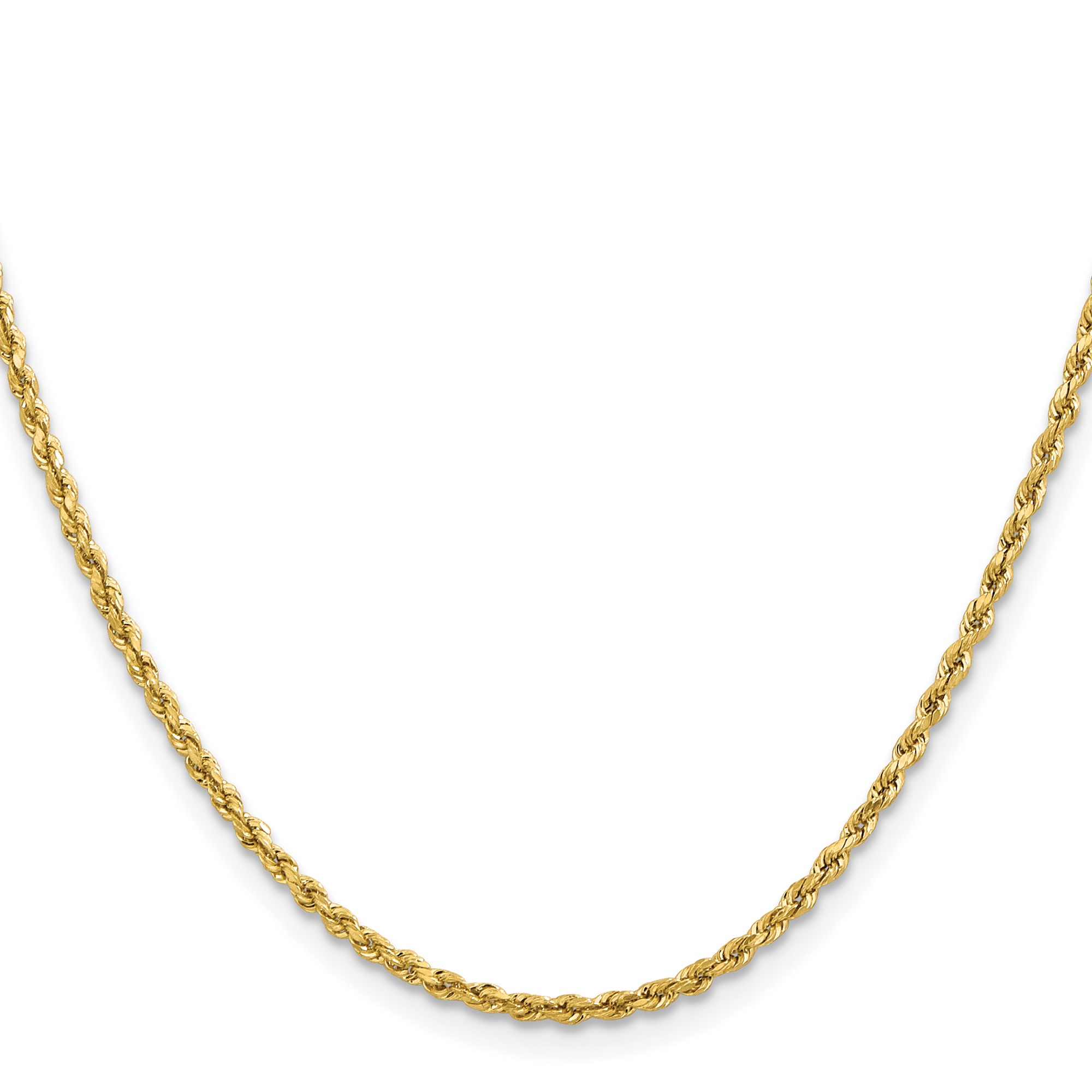 14K Yellow Gold Rope Chain Necklace, 2 mm