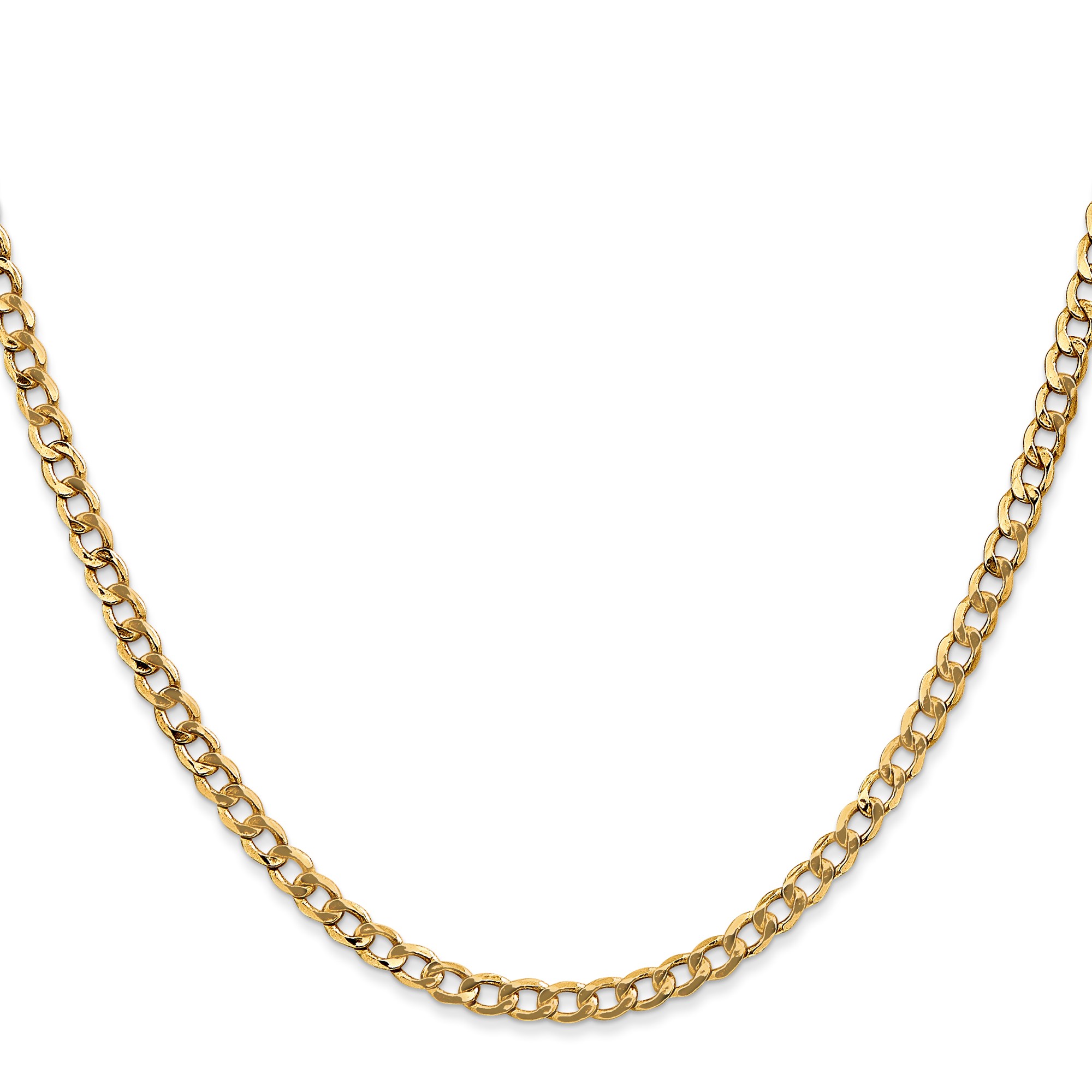 10K Yellow Gold Curb Chain Necklace, 3.35 mm