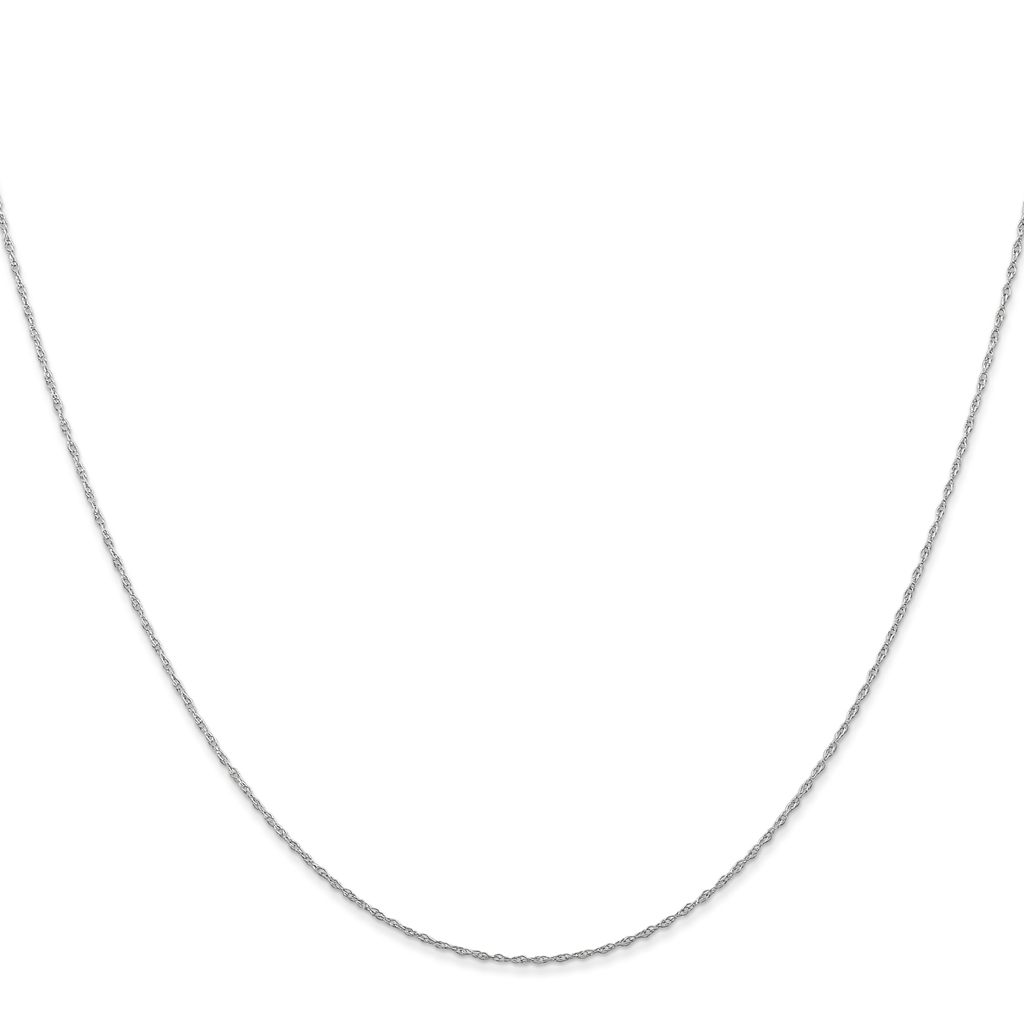10K White Gold Cable Chain Necklace, 0.5 mm