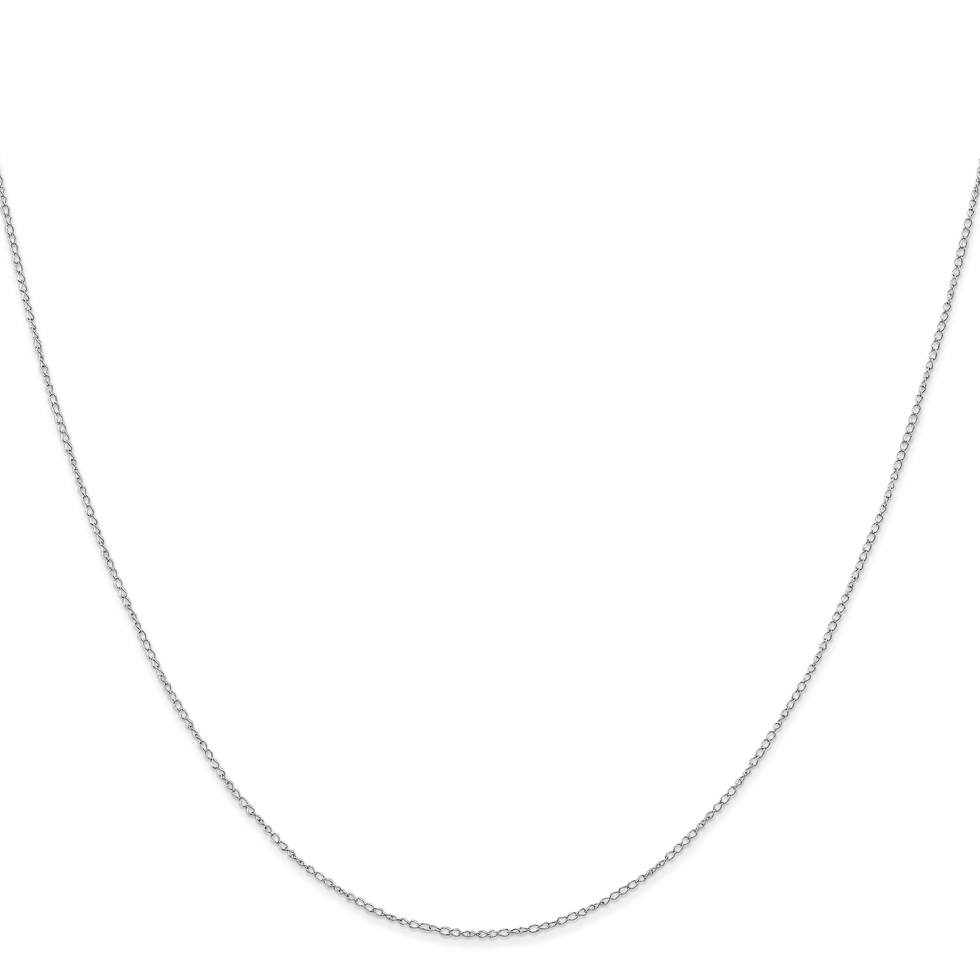 10K White Gold Curb Chain Necklace, 0.42 mm