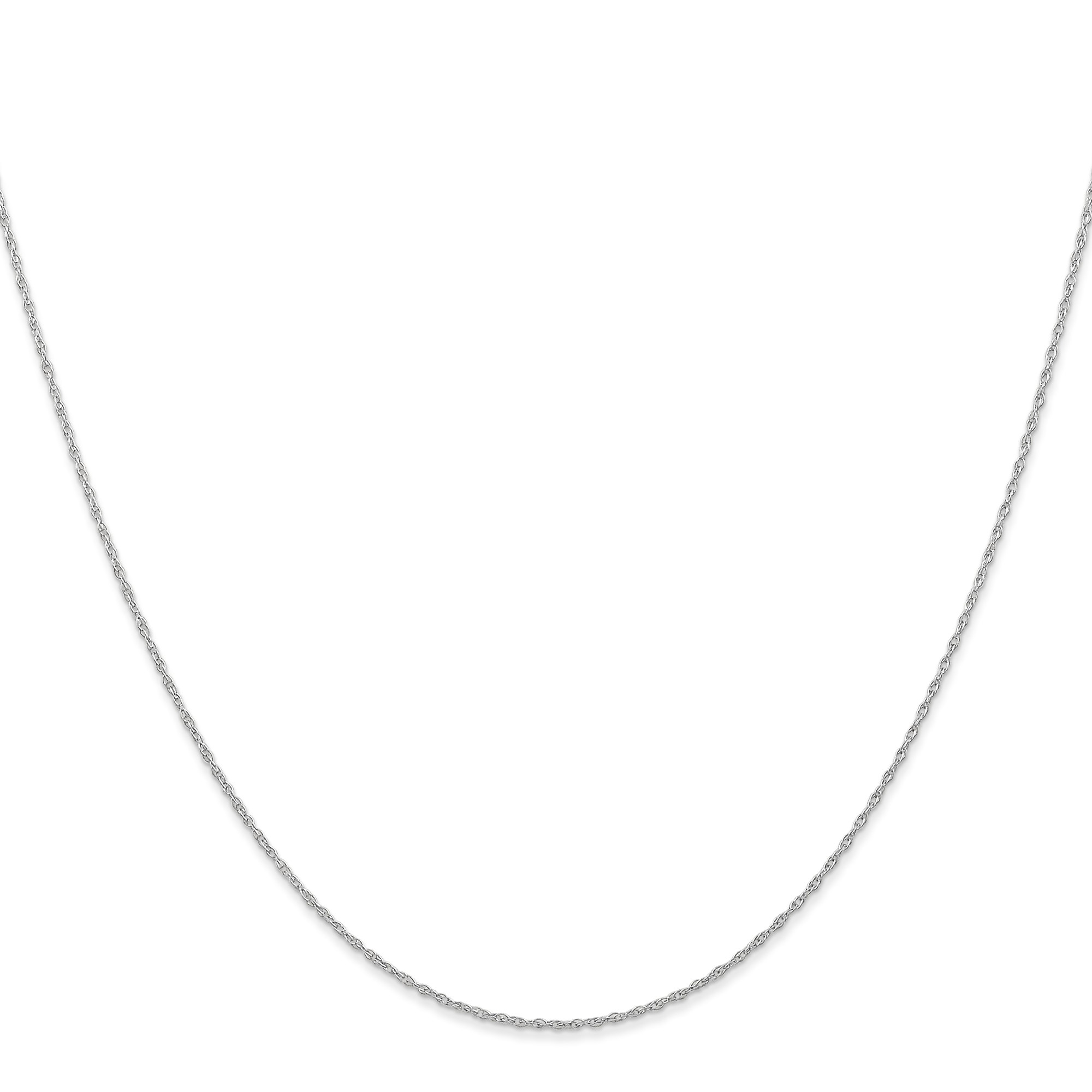10K White Gold Cable Chain Necklace, 0.6 mm