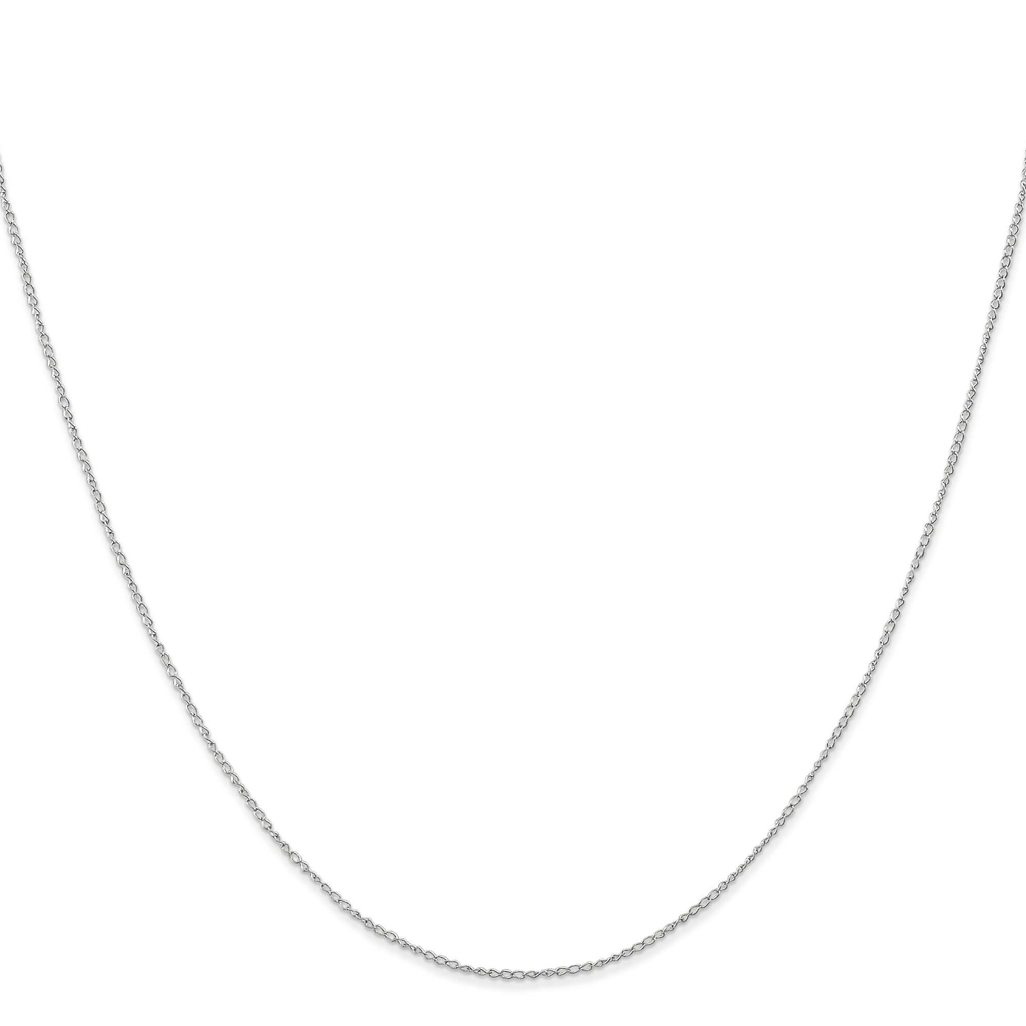 10K White Gold Curb Chain Necklace, 0.5 mm