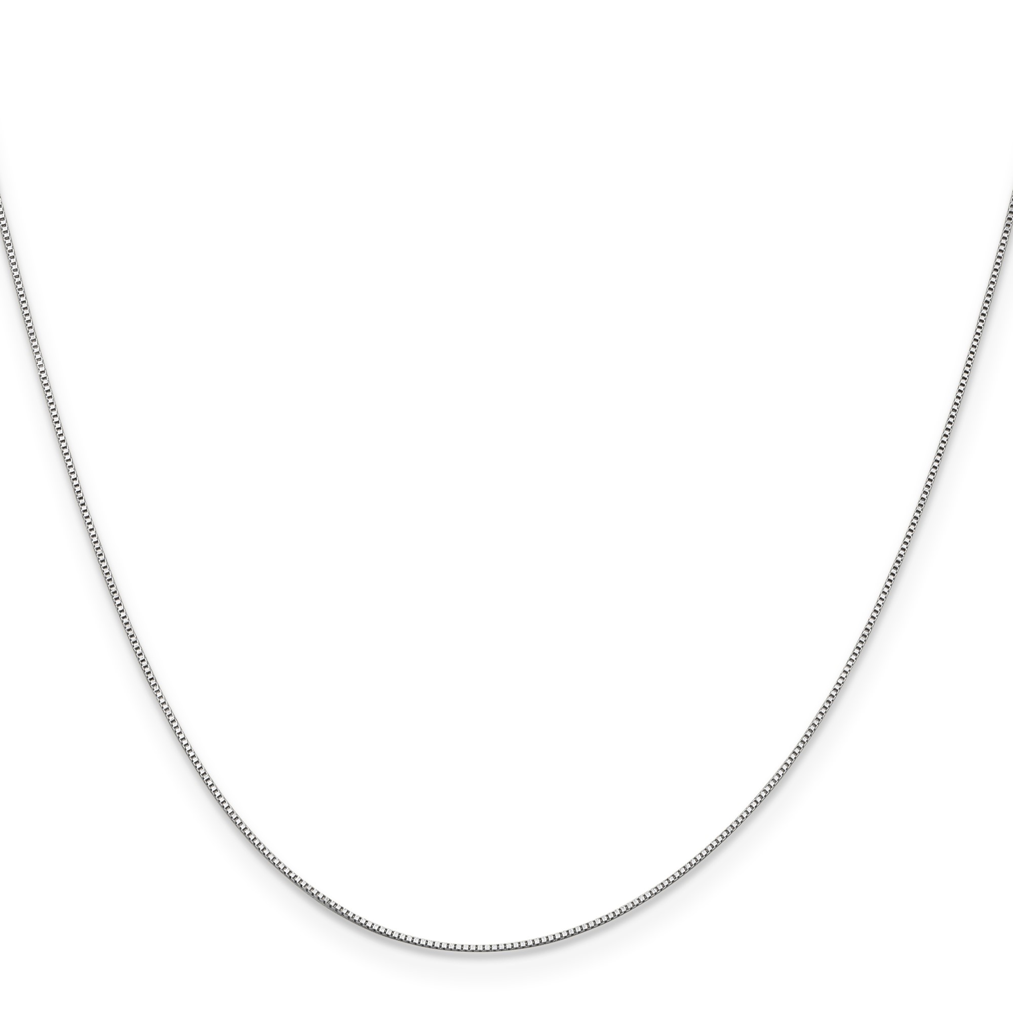 10K White Gold Box Chain Necklace, 0.5 mm