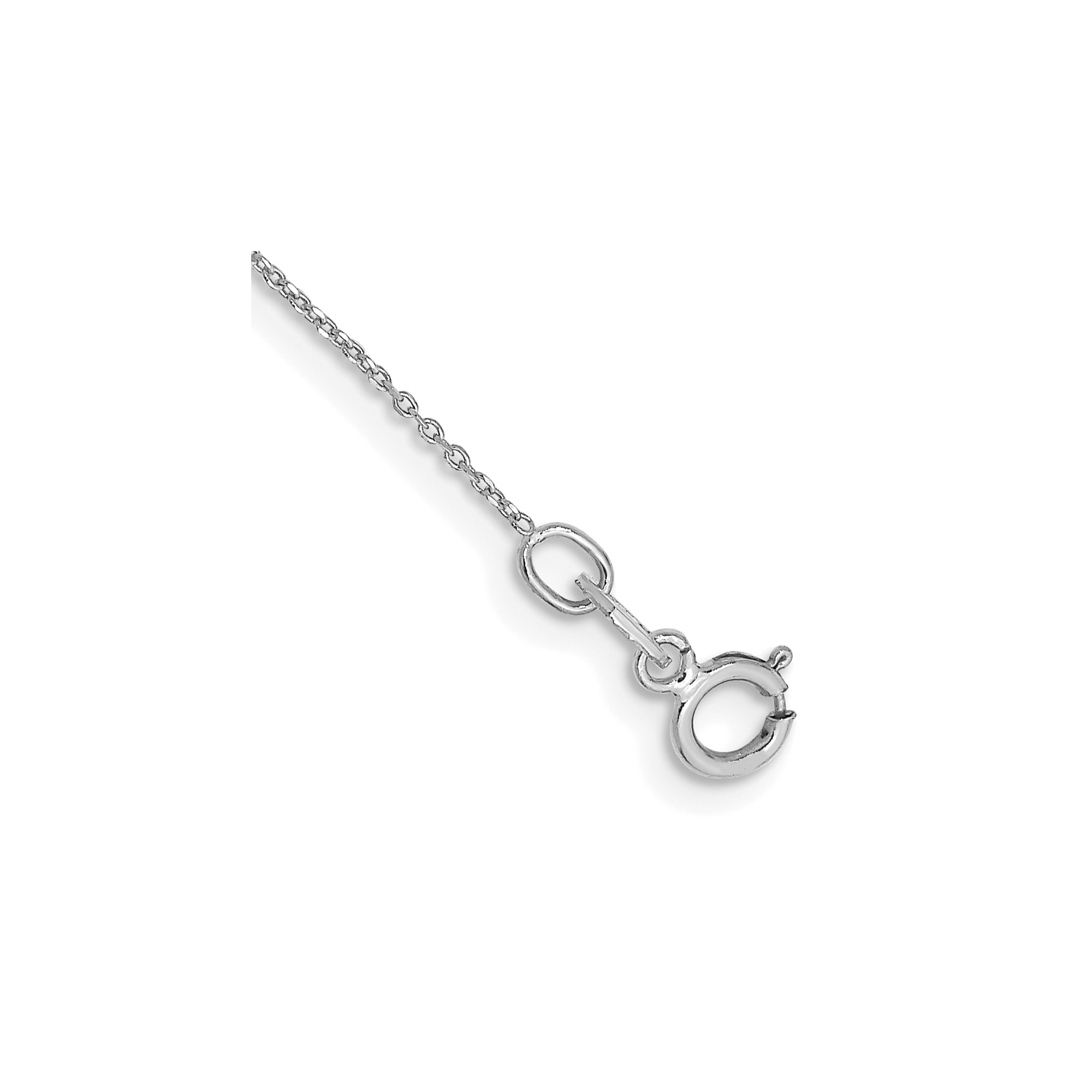10K White Gold Cable Chain Anklet, 0.6 mm