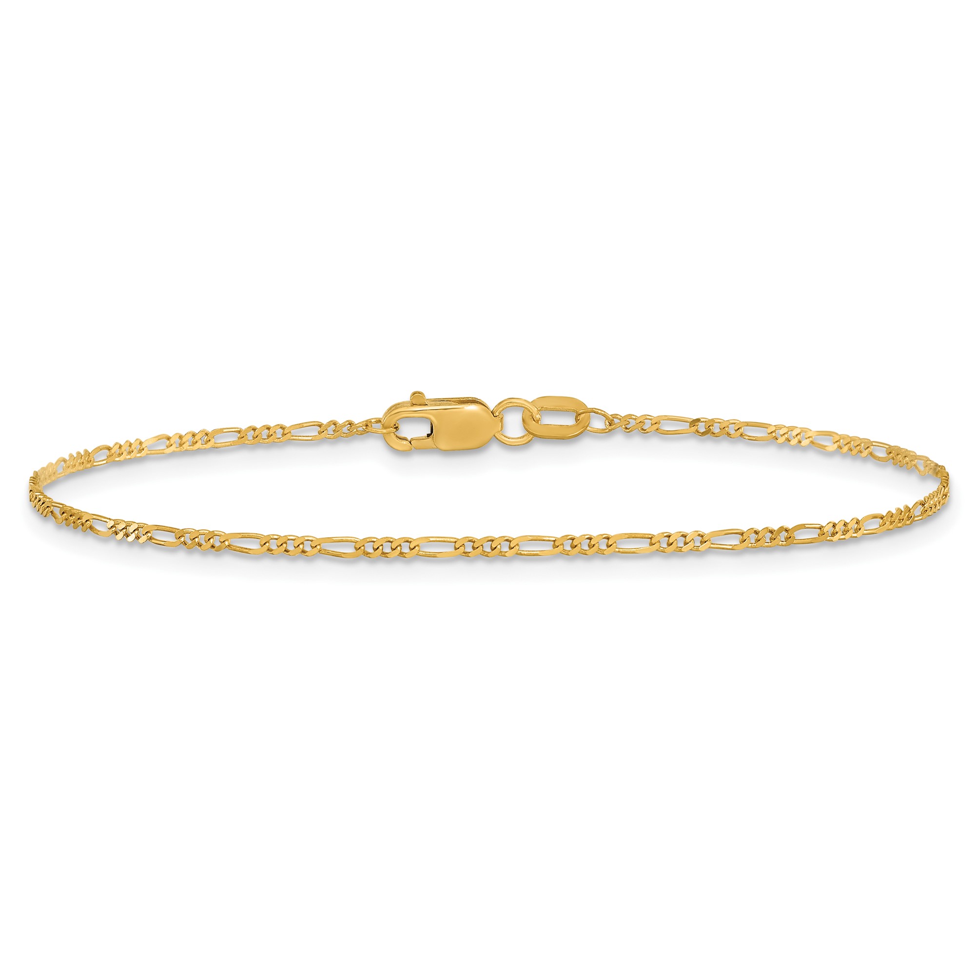 10K Yellow Gold Figaro Chain Anklet, 1.25 mm