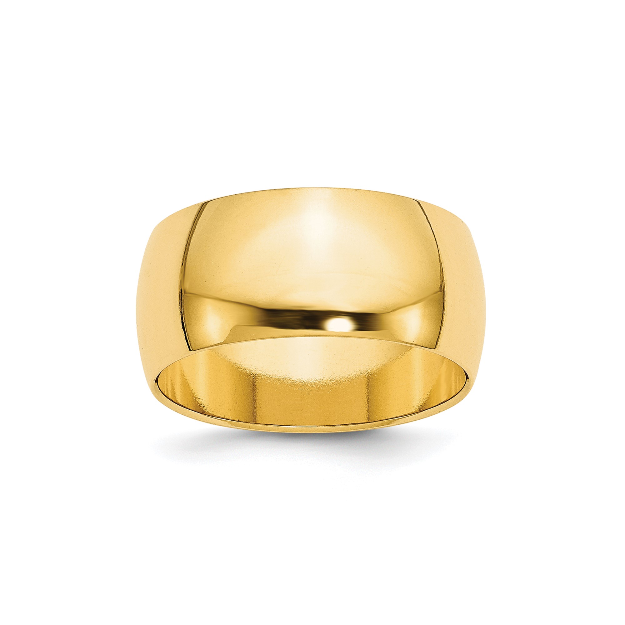 10K Yellow Gold Domed Half Round Wedding Band 10mm Wide