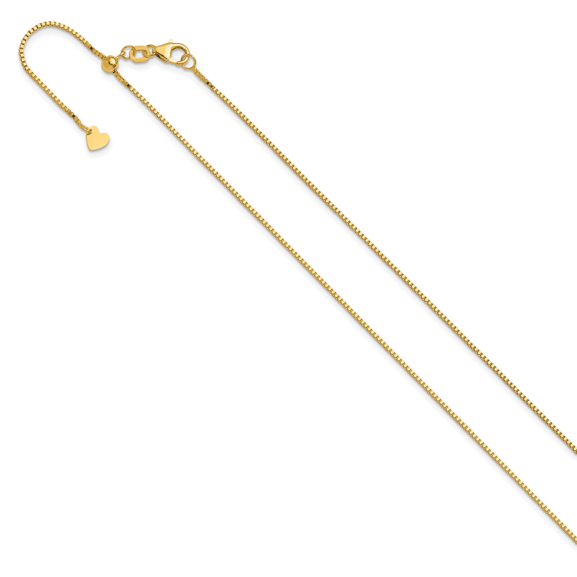 10K Yellow Gold Box Chain Necklace, 0.9 mm