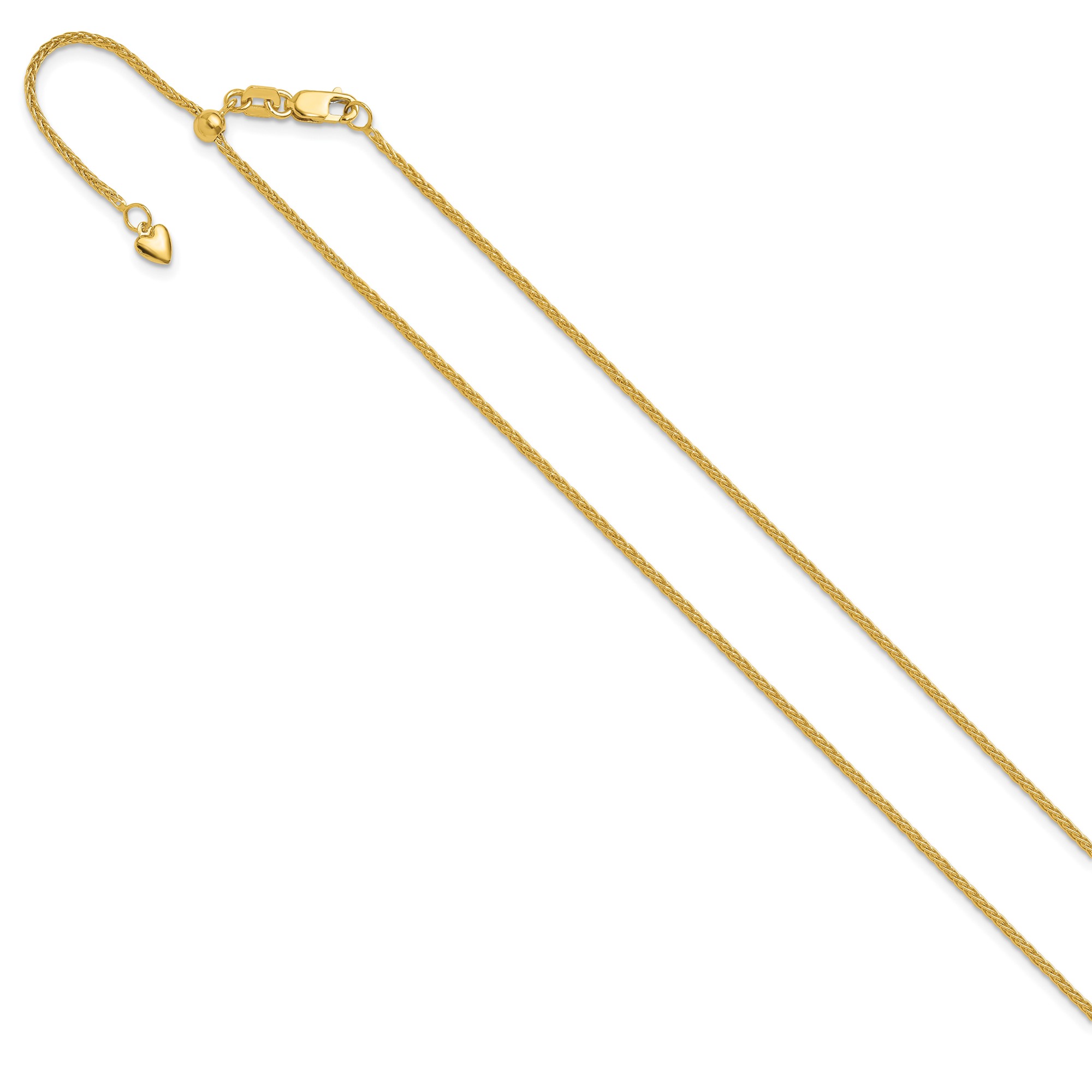 10K Yellow Gold Spiga (wheat) Chain Necklace, 1.35 mm