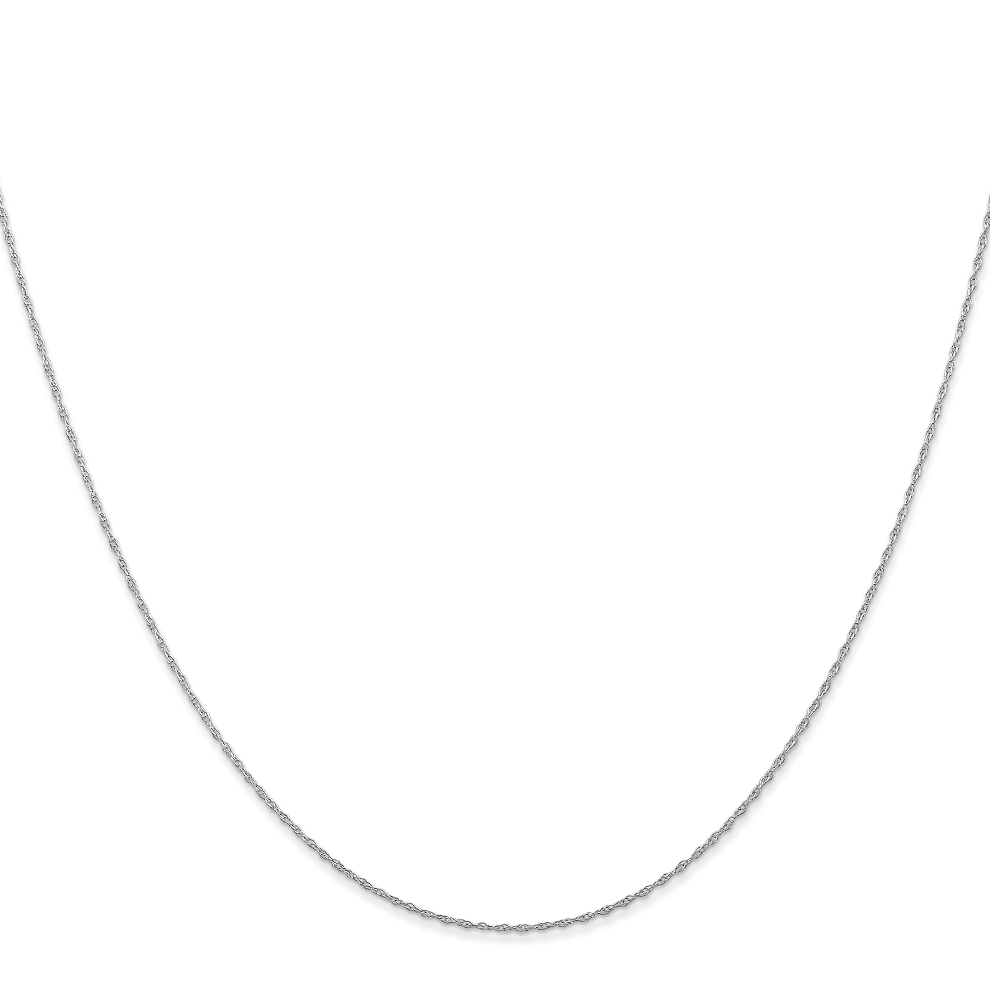 14K White Gold Carded Chain Necklace, 0.5 mm