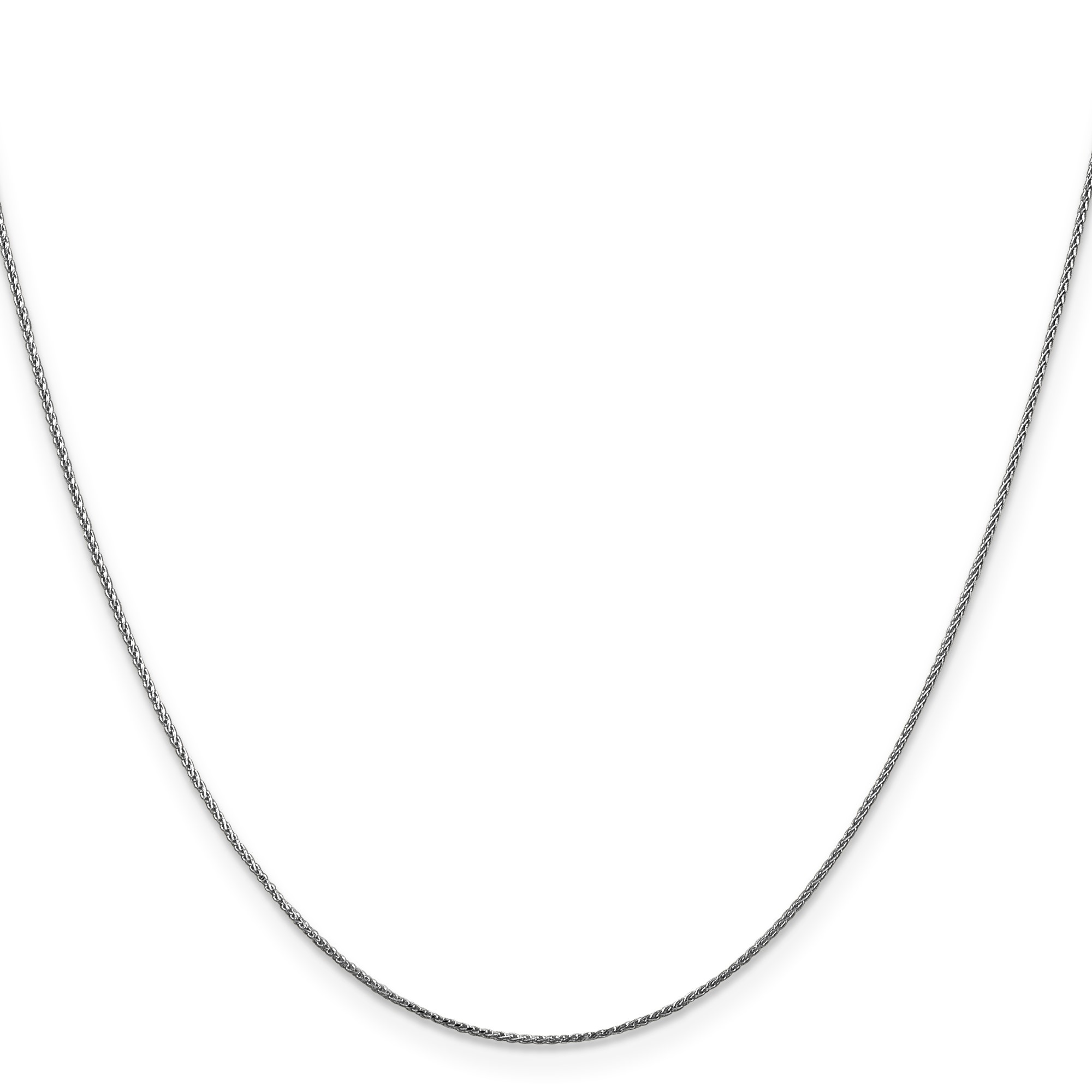 14K White Gold Spiga (wheat) Chain Necklace, 0.65 mm