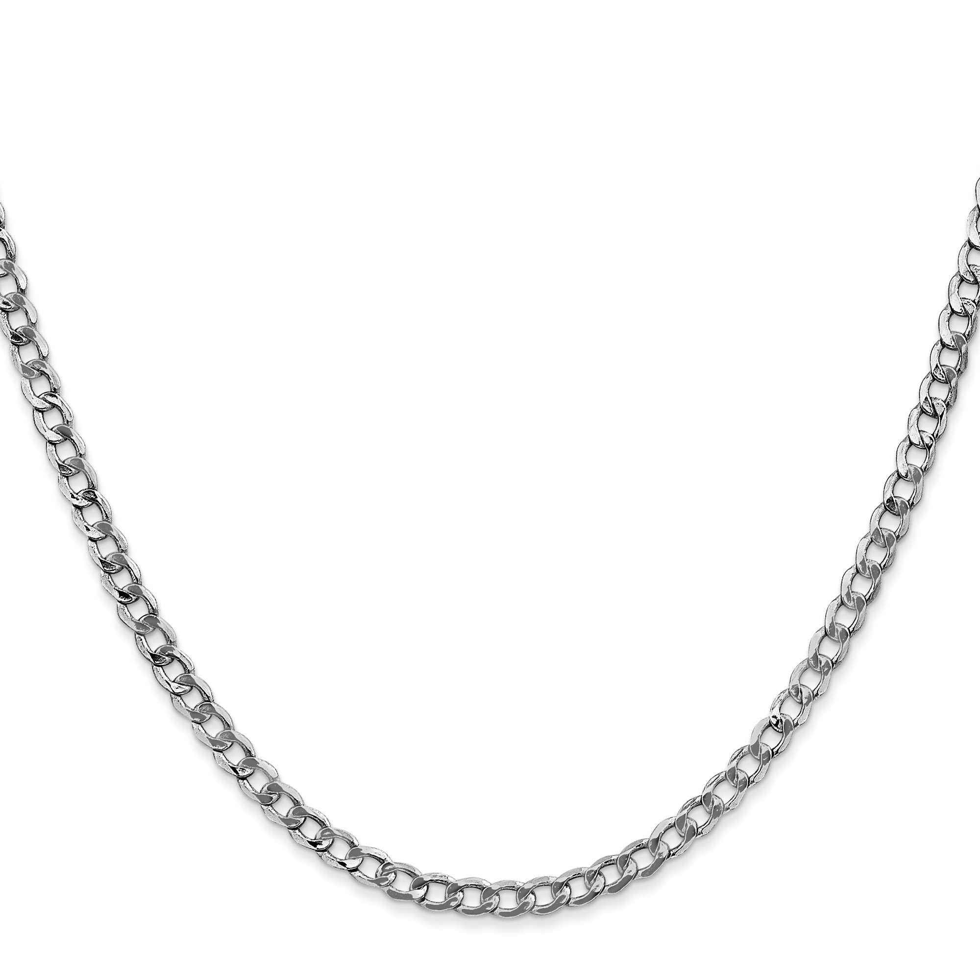 14K White Gold Curb Chain Necklace, 3.35 mm