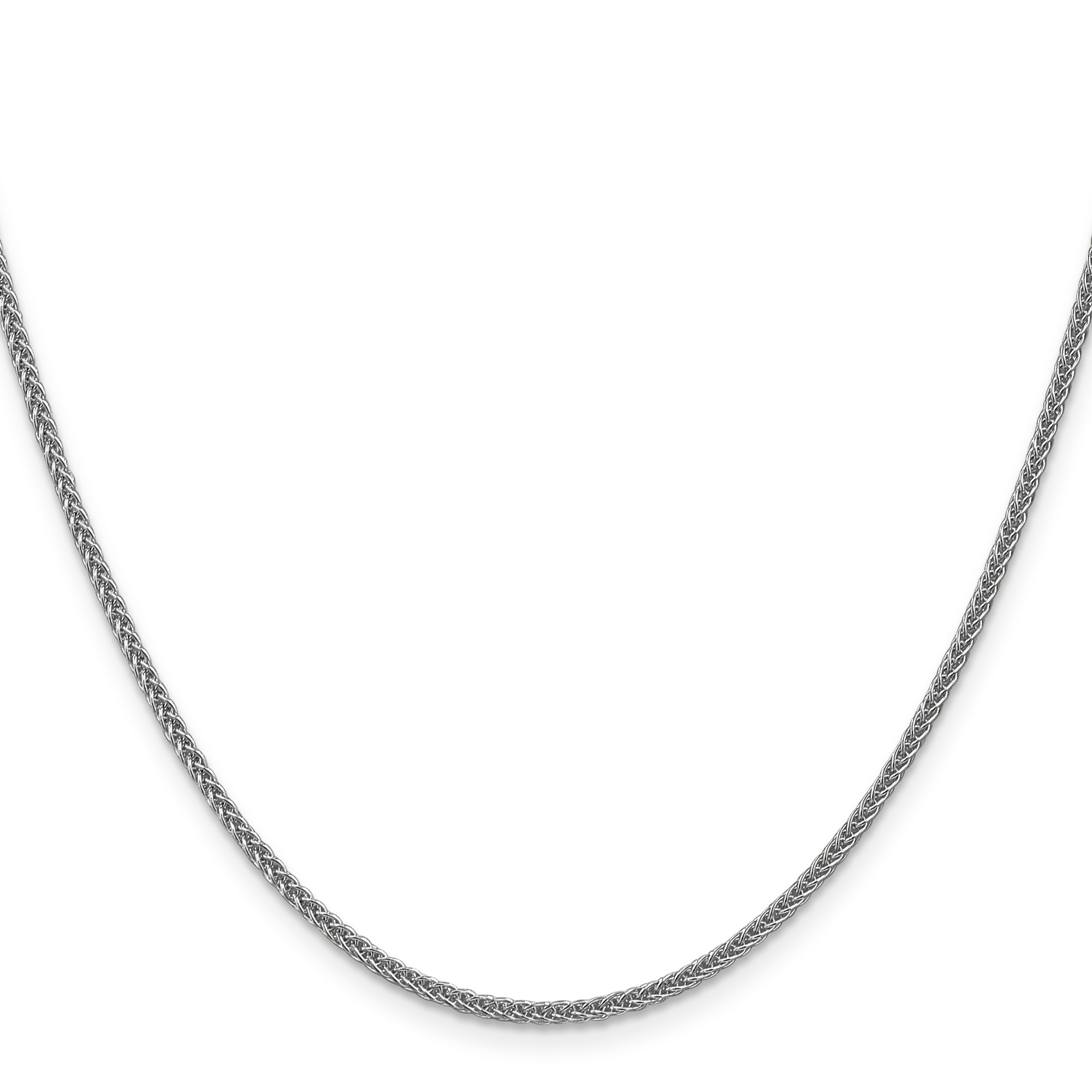14K White Gold Spiga (wheat) Chain Necklace, 2 mm