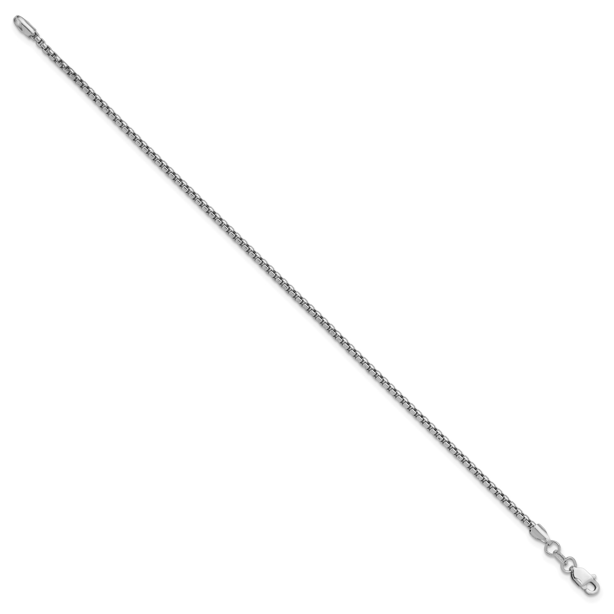 14K White Gold Box Chain Bracelet, 1.75 mm