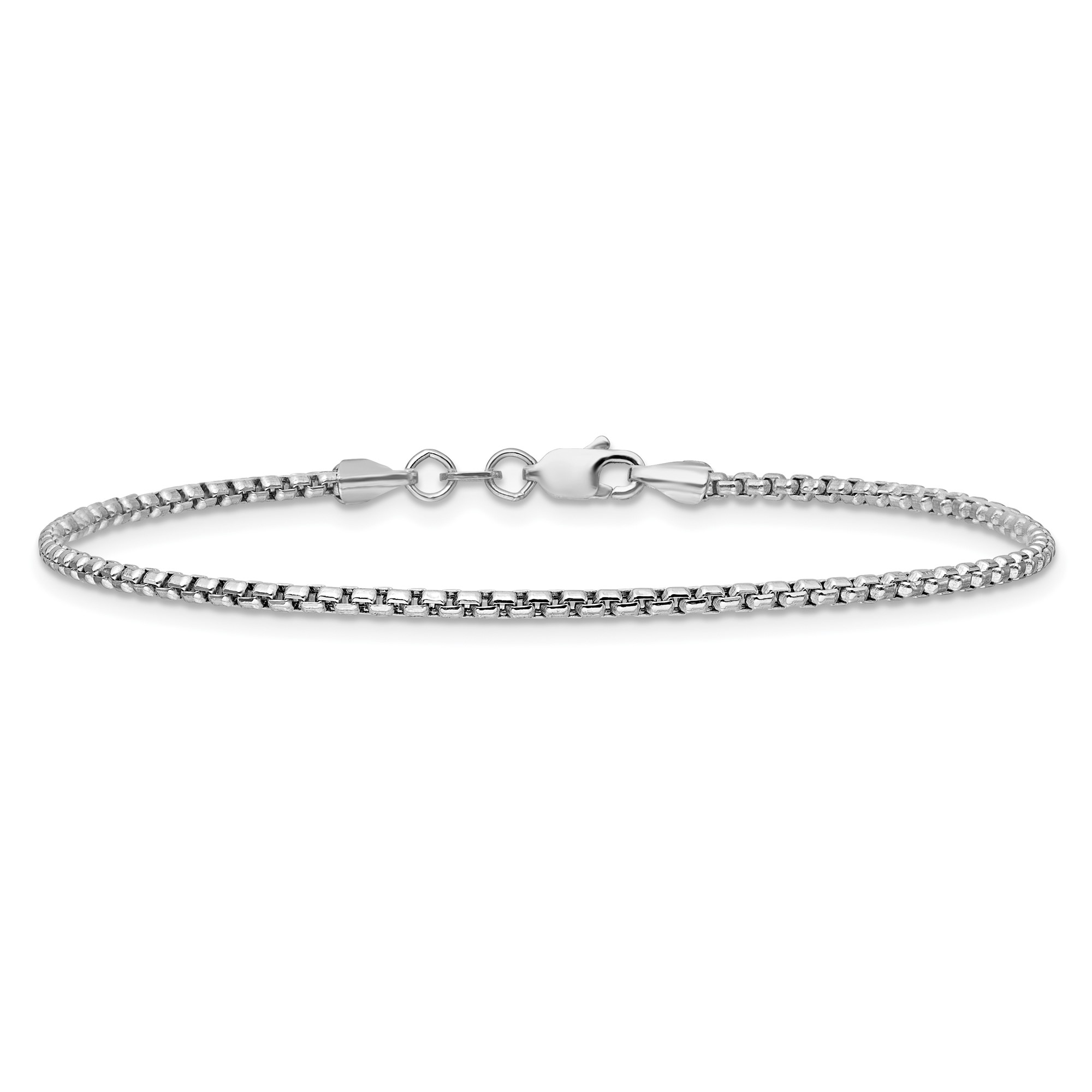 14K White Gold Box Chain Bracelet, 1.75 mm