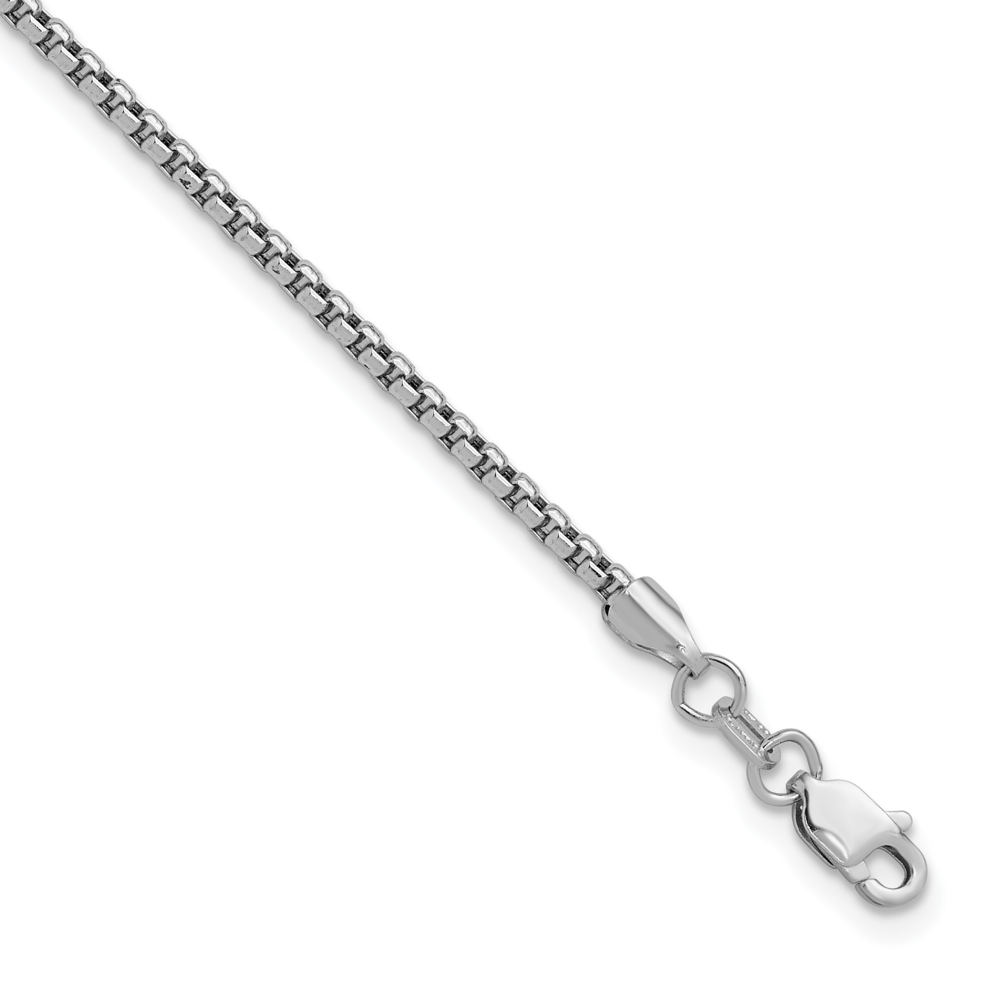 14K White Gold Box Chain Bracelet, 1.75 mm