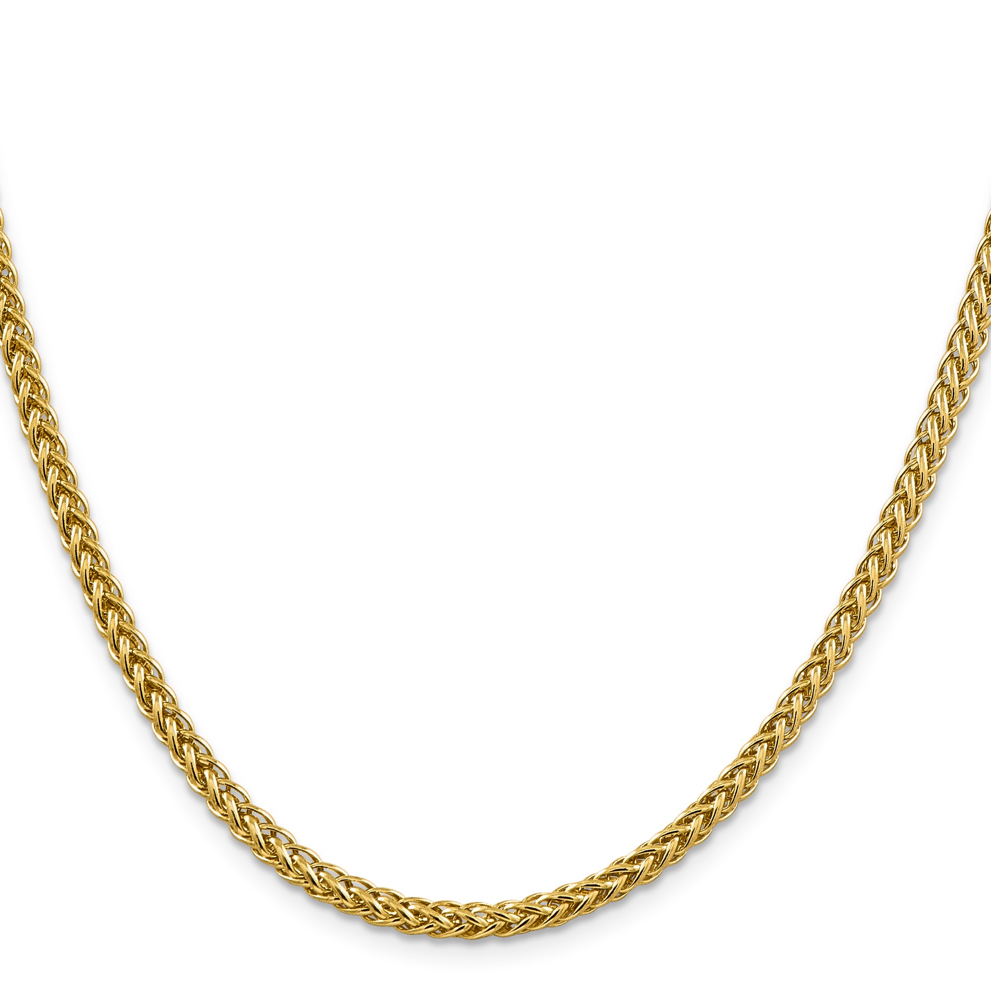 14K Yellow Gold Spiga (wheat) Chain Necklace, 3.5 mm