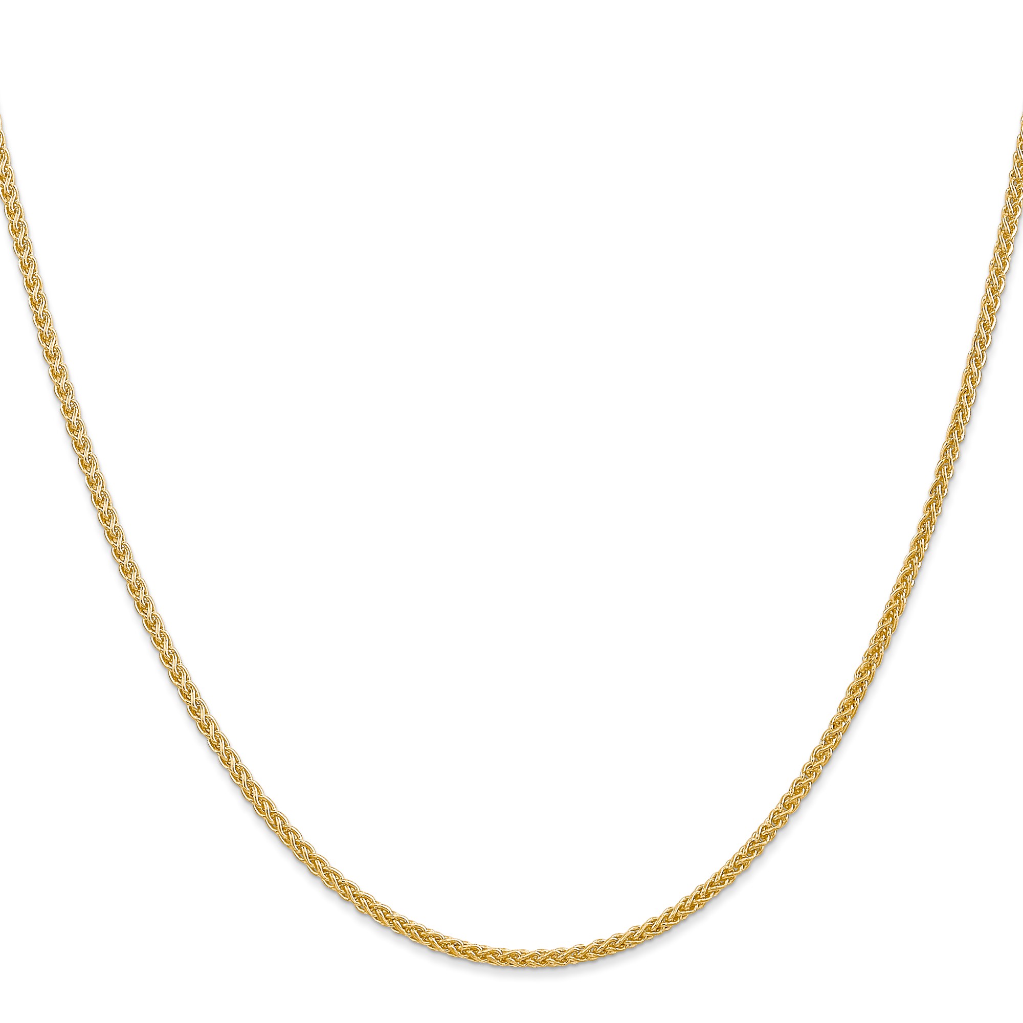 14K Yellow Gold Spiga (wheat) Chain Necklace, 2 mm