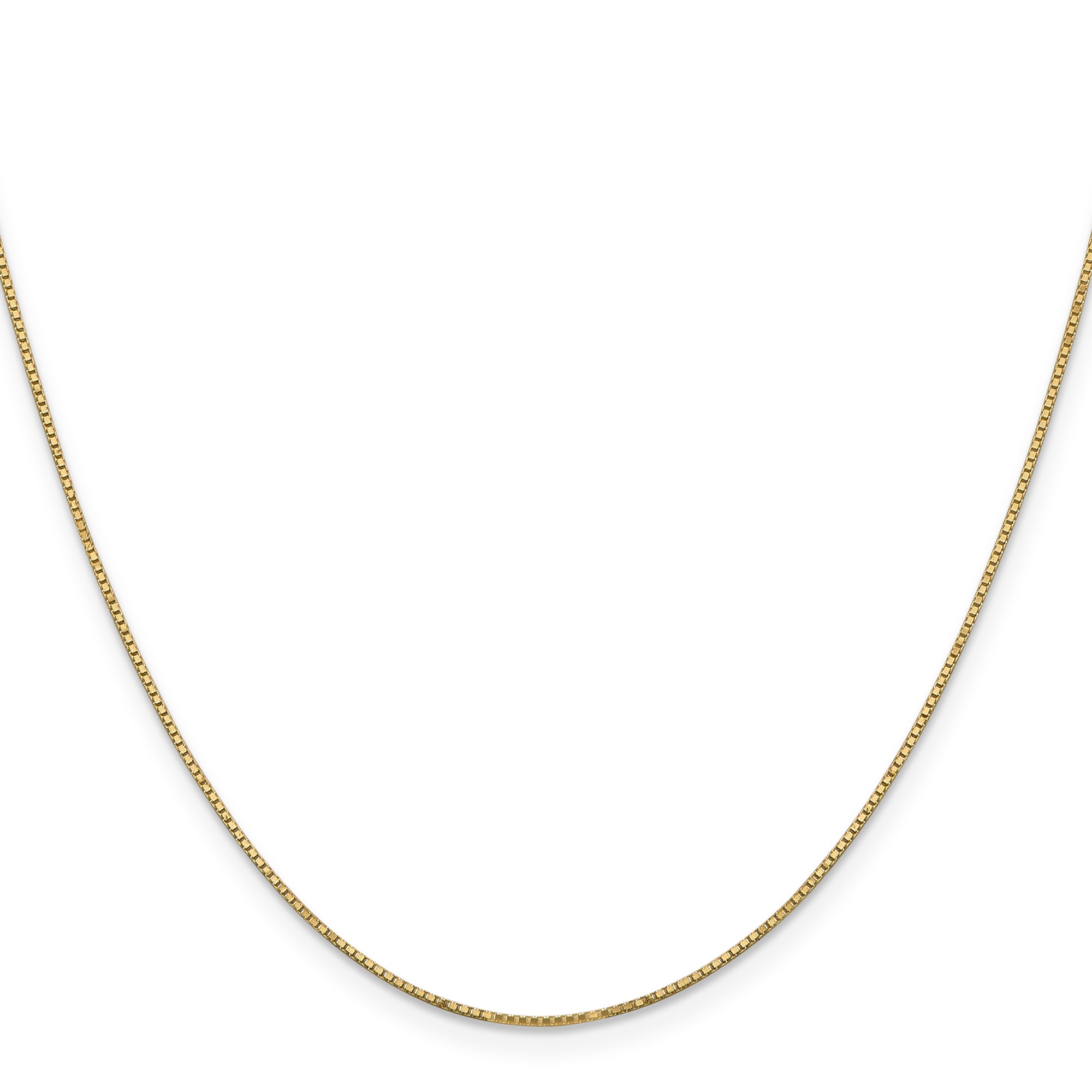 14K Yellow Gold Box Chain Necklace, 0.9 mm