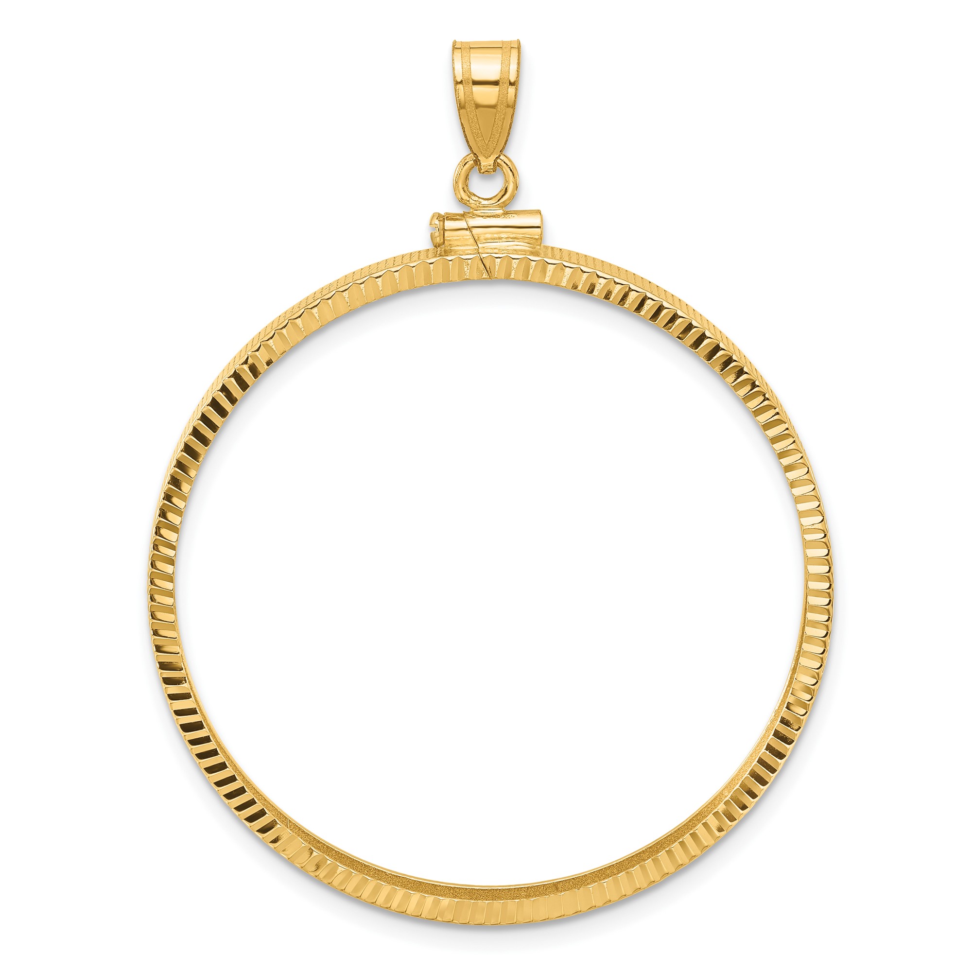 thumbnail image 2 of 14k Yellow Gold Coin Bezel Pendant For 1921-1947 Mexico Centenario 50 Pesos – Rope Edge, Solid 2 of 5