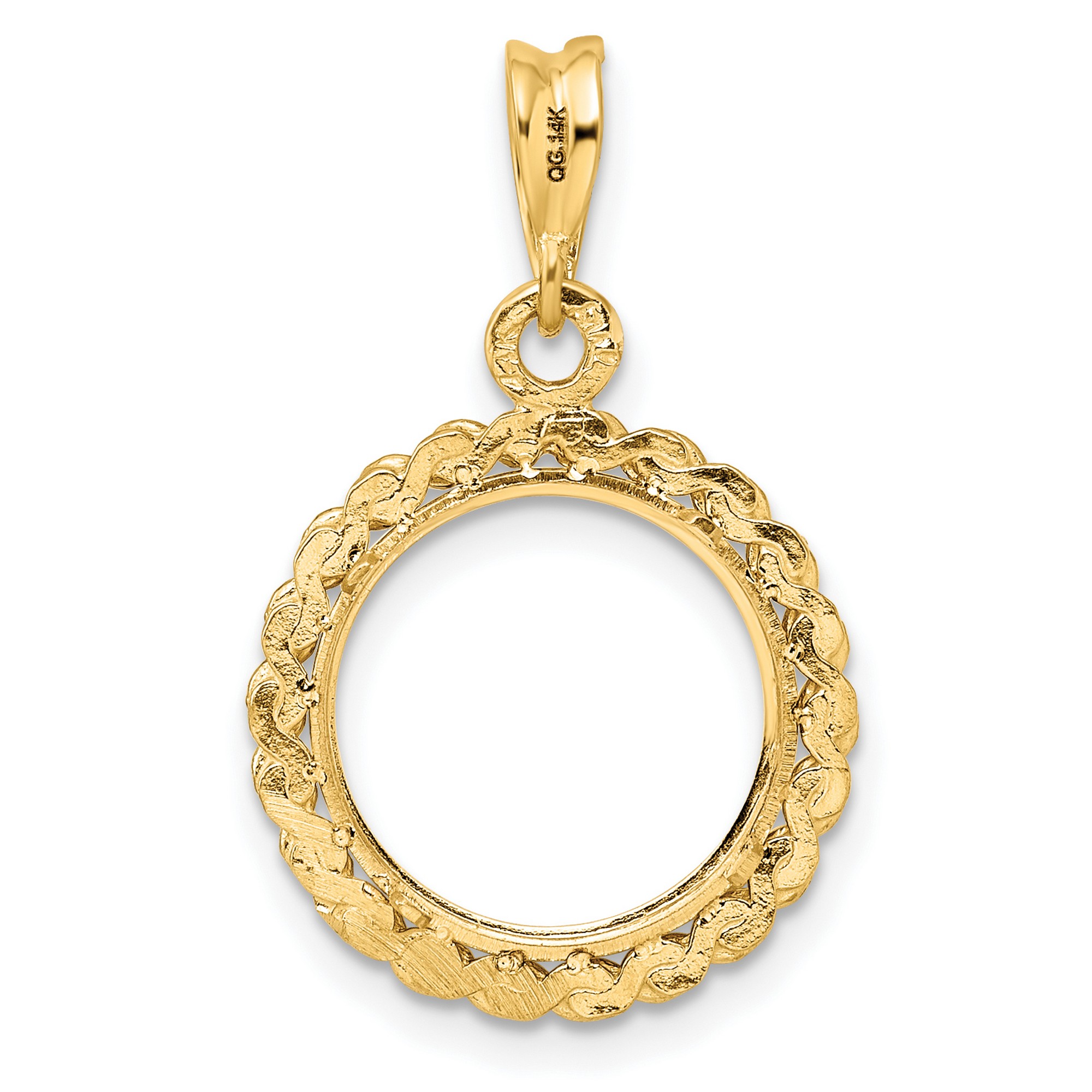 1919-1948 Mexico 2 Dos Peso Prong Set Chain Style Coin Bezel