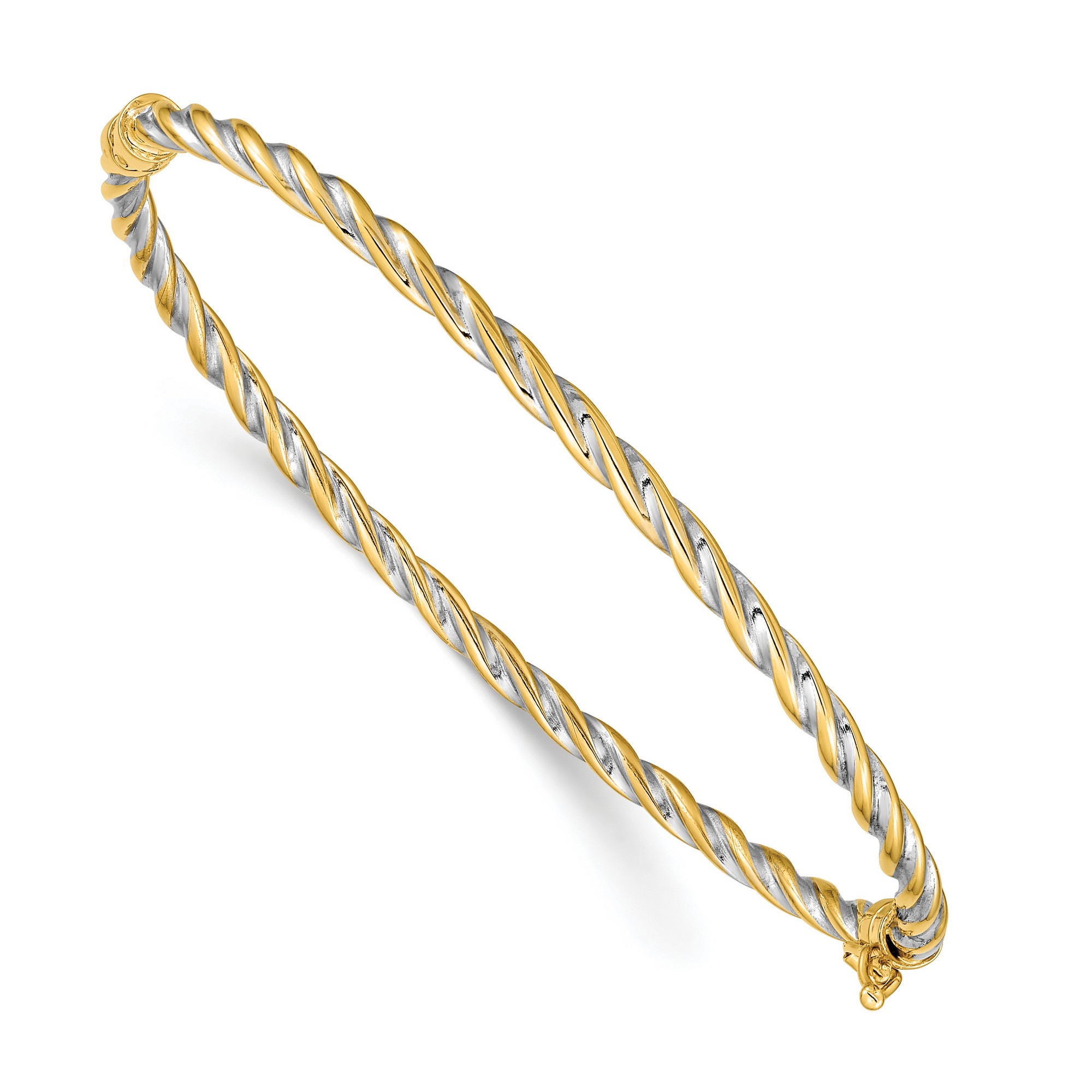 14k Two-tone Gold Polished Hinged Bangle Bracelet | eBay
