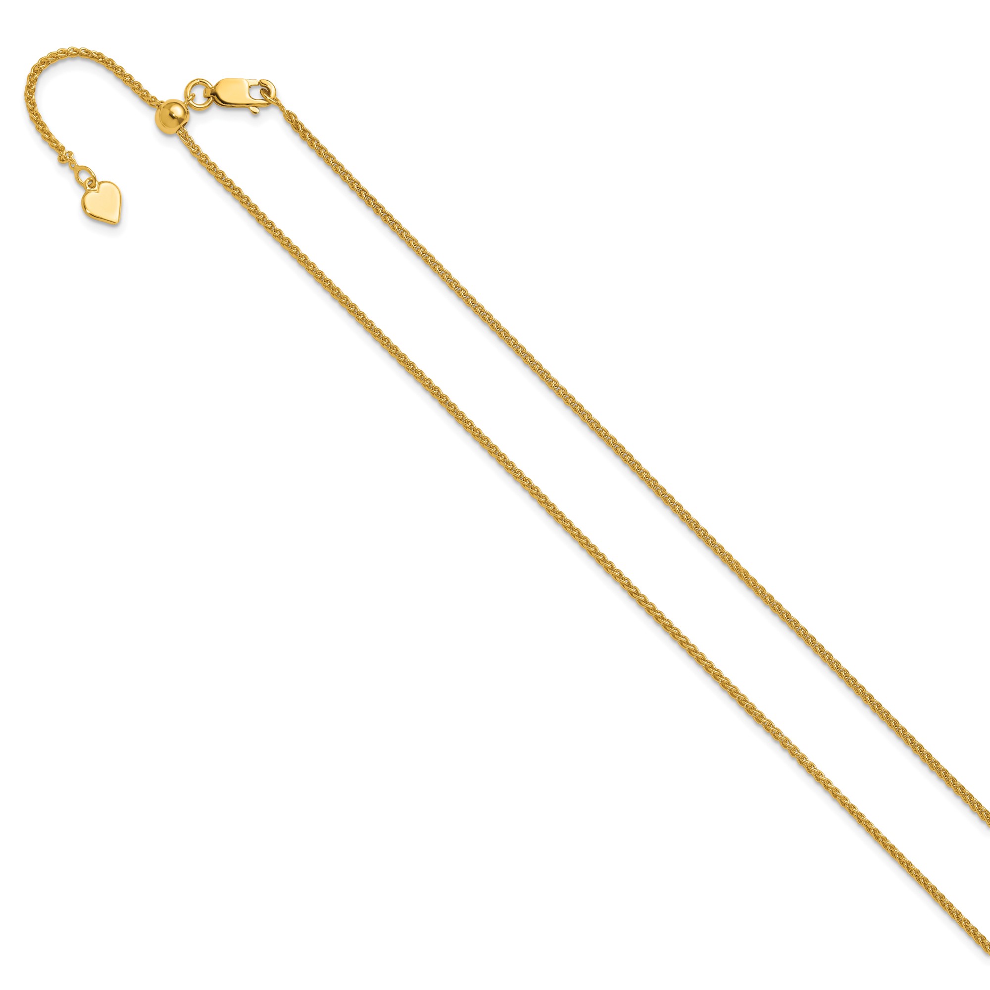 Gold Plated Sterling Silver Spiga (wheat) Chain Necklace, 1.5 mm