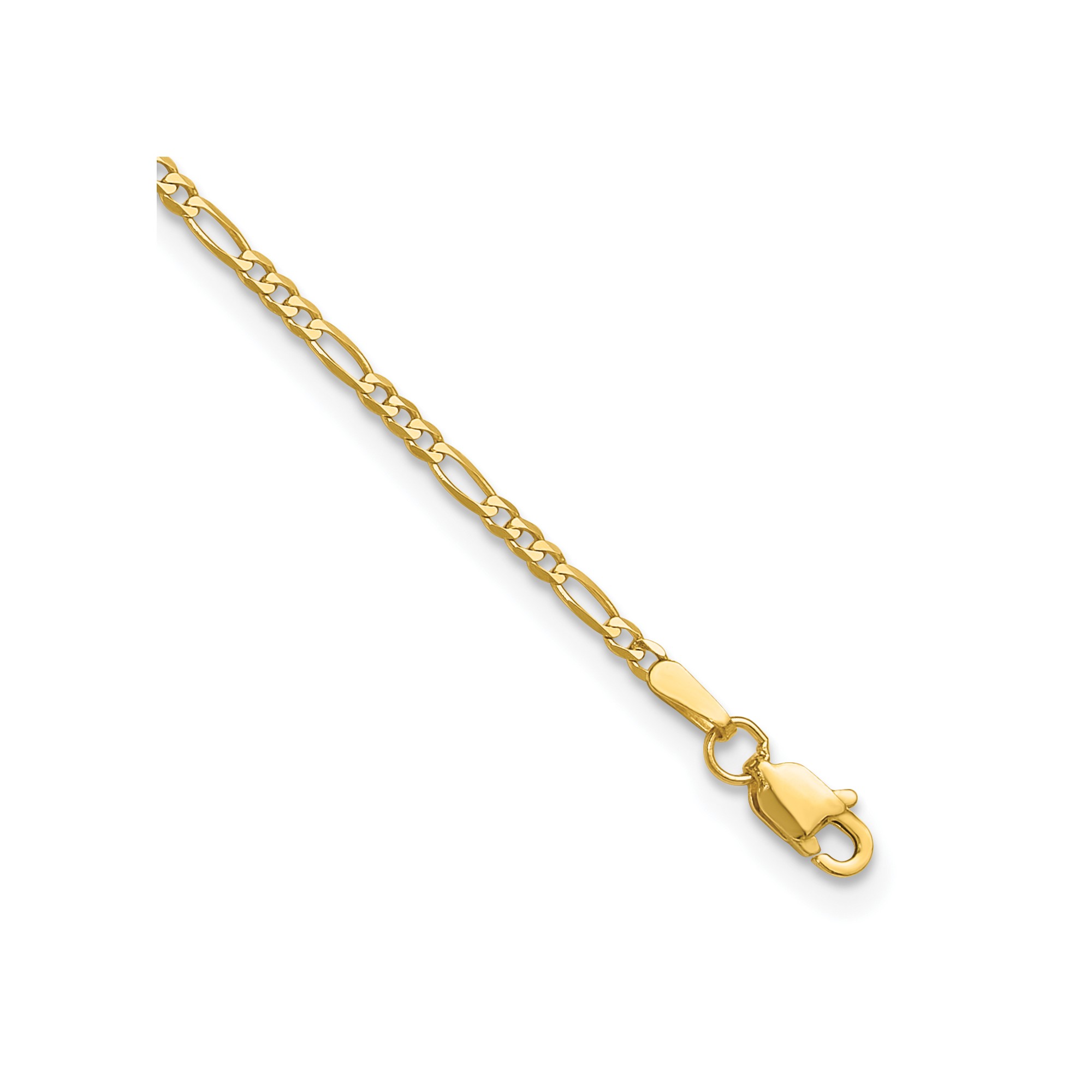 14K Yellow Gold Figaro Chain Anklet, 1.8 mm - Produktbild 3