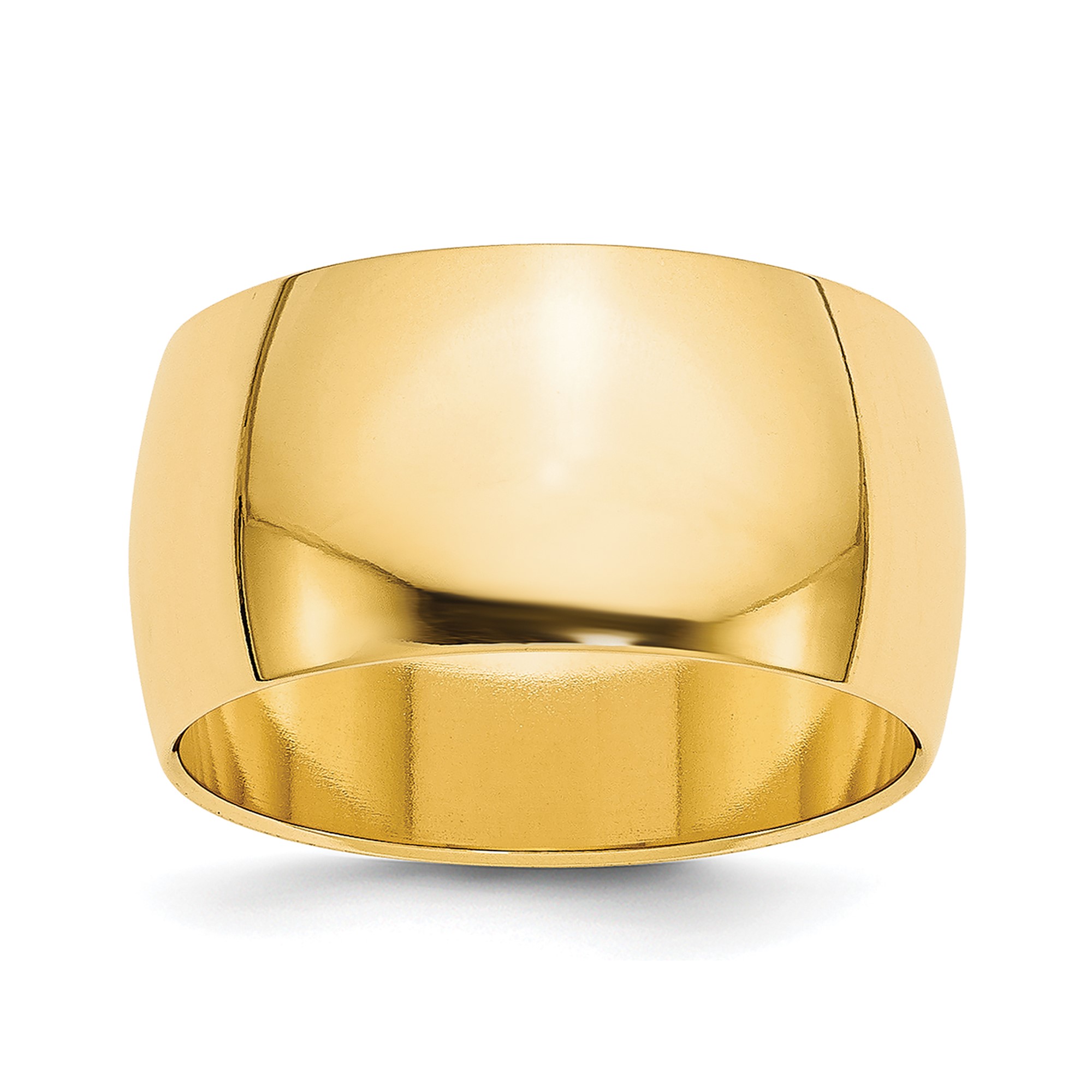 10K Yellow Gold Half-Round Wedding Band, Solid Lightweight, 10mm Wide, Comfor…