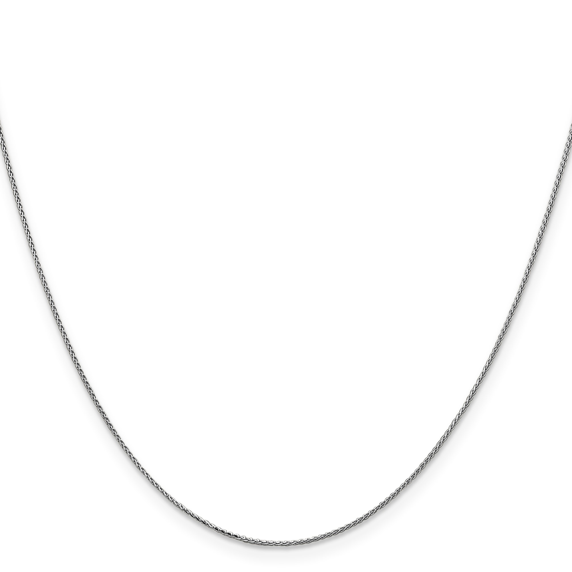 14K White Gold Spiga (wheat) Chain Necklace, 0.85 mm