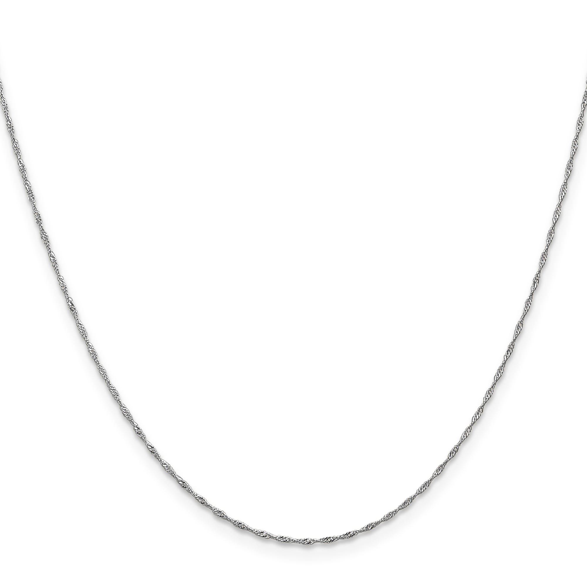 14K White Gold Singapore Chain Necklace, 1 mm