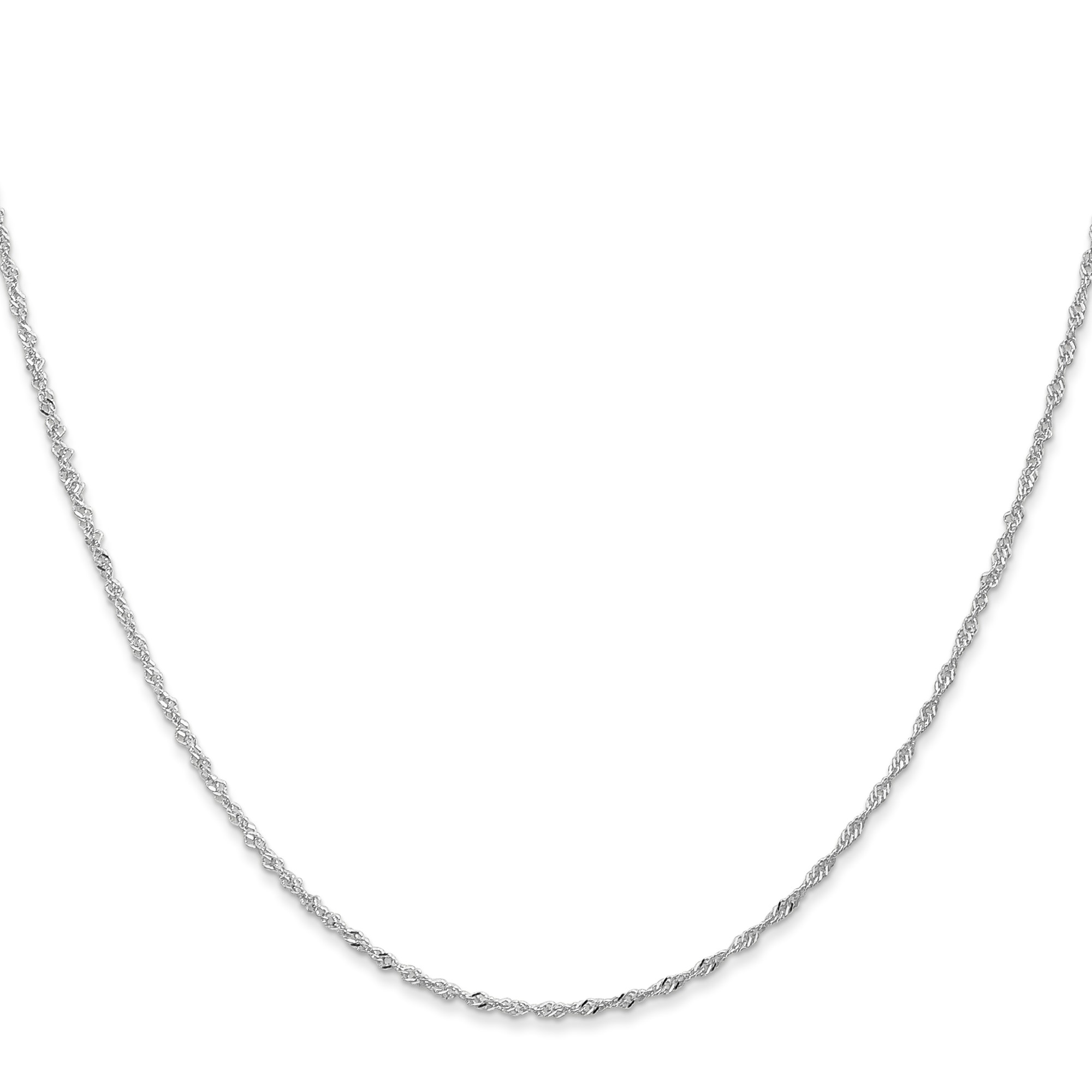 14K White Gold Singapore Chain Necklace, 1.1 mm