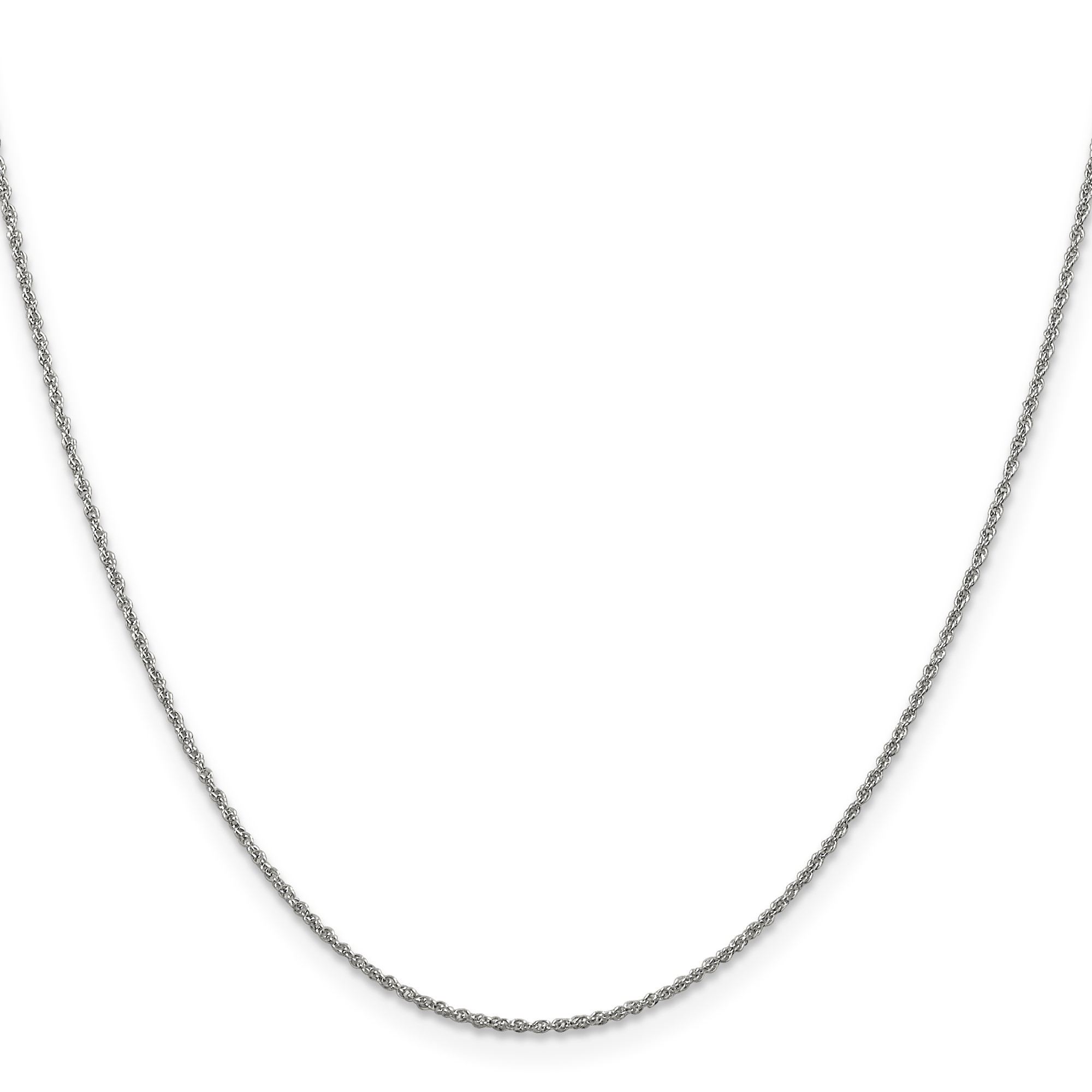 14K White Gold Rope Chain Necklace, 1.1 mm