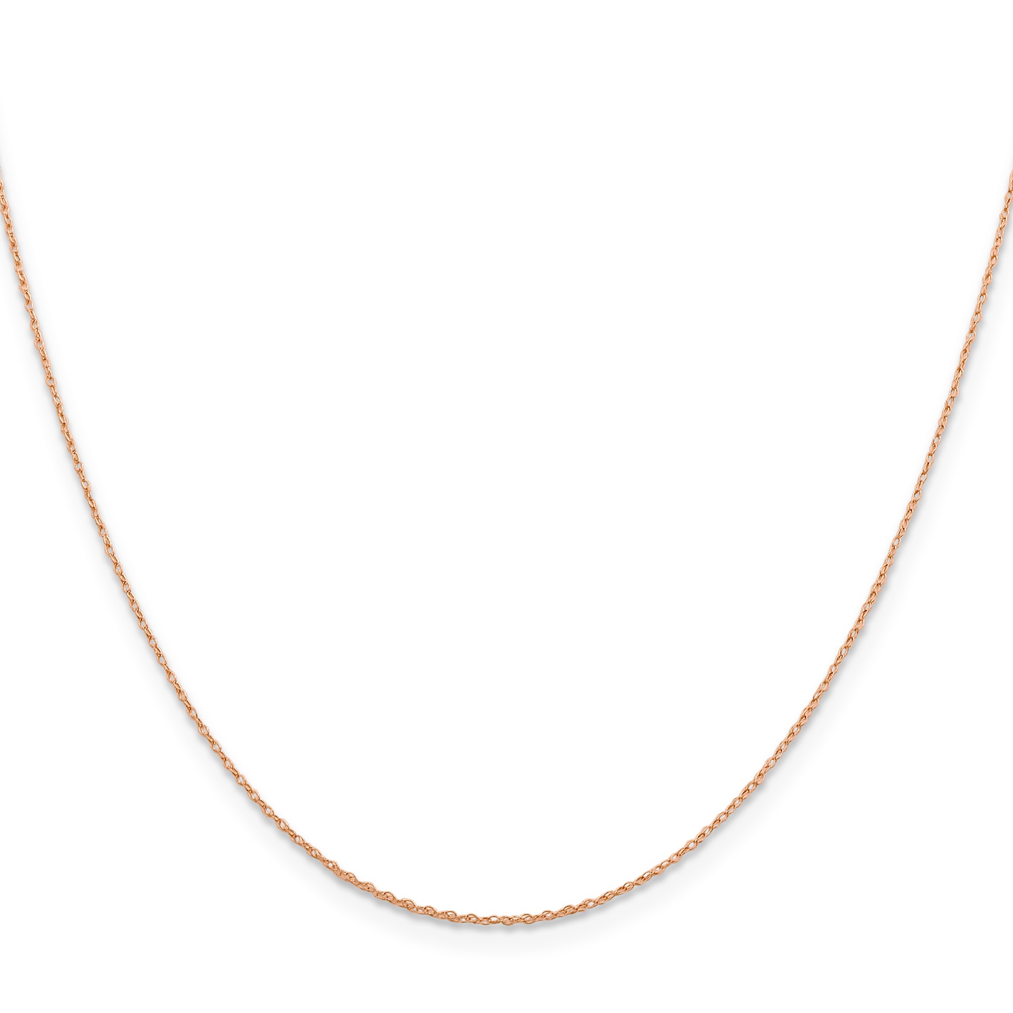14K Rose Gold Rope Chain Necklace, 0.5 mm