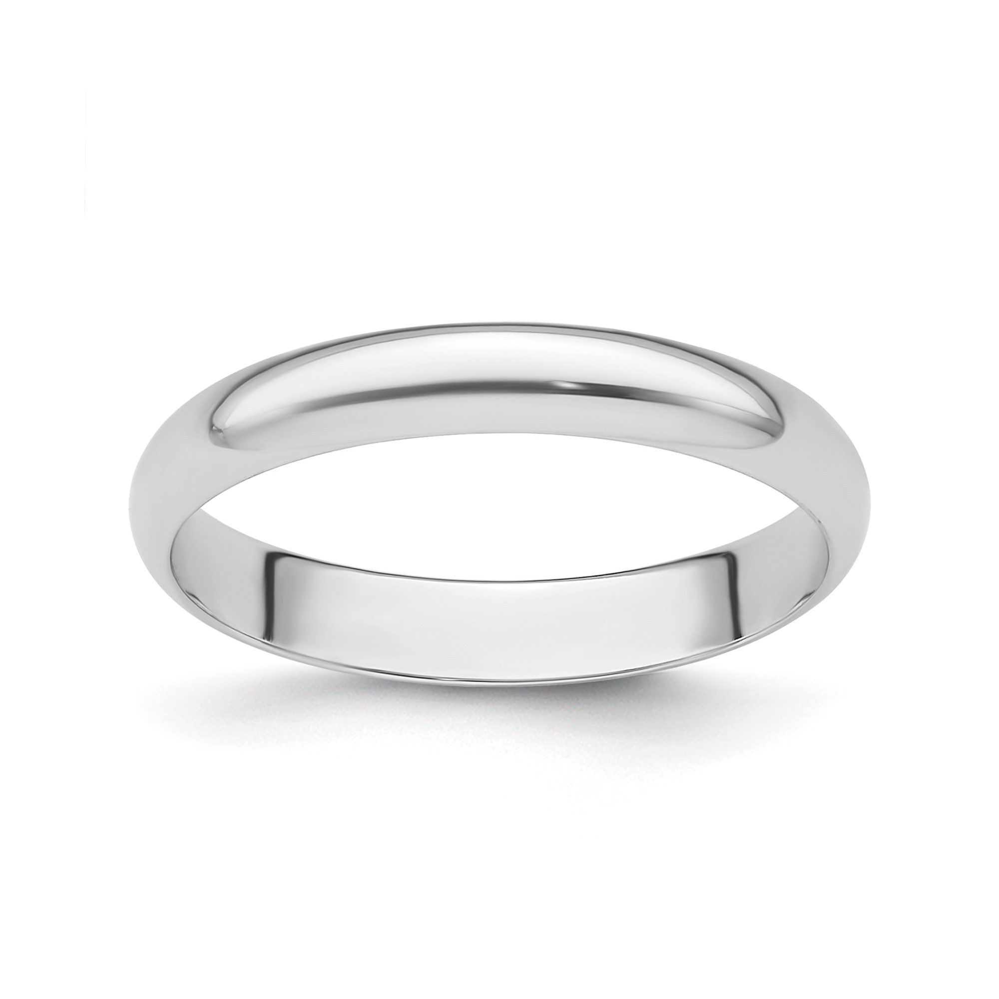 Platinum Half-Round Domed Wedding Band, Comfort Fit, 3 mm Solid Ring Style