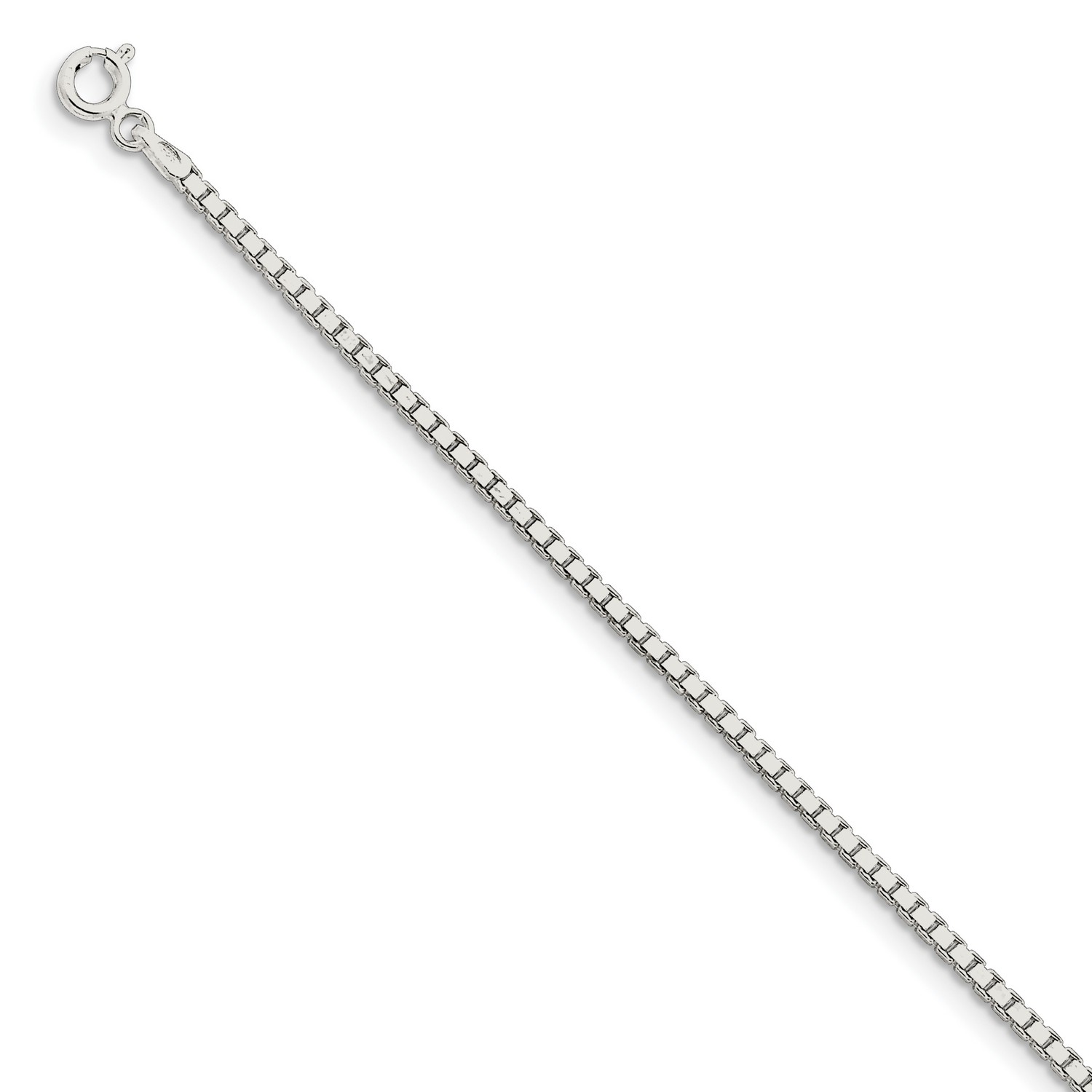 Sterling Silver Box Chain Bracelet, 1.9 mm