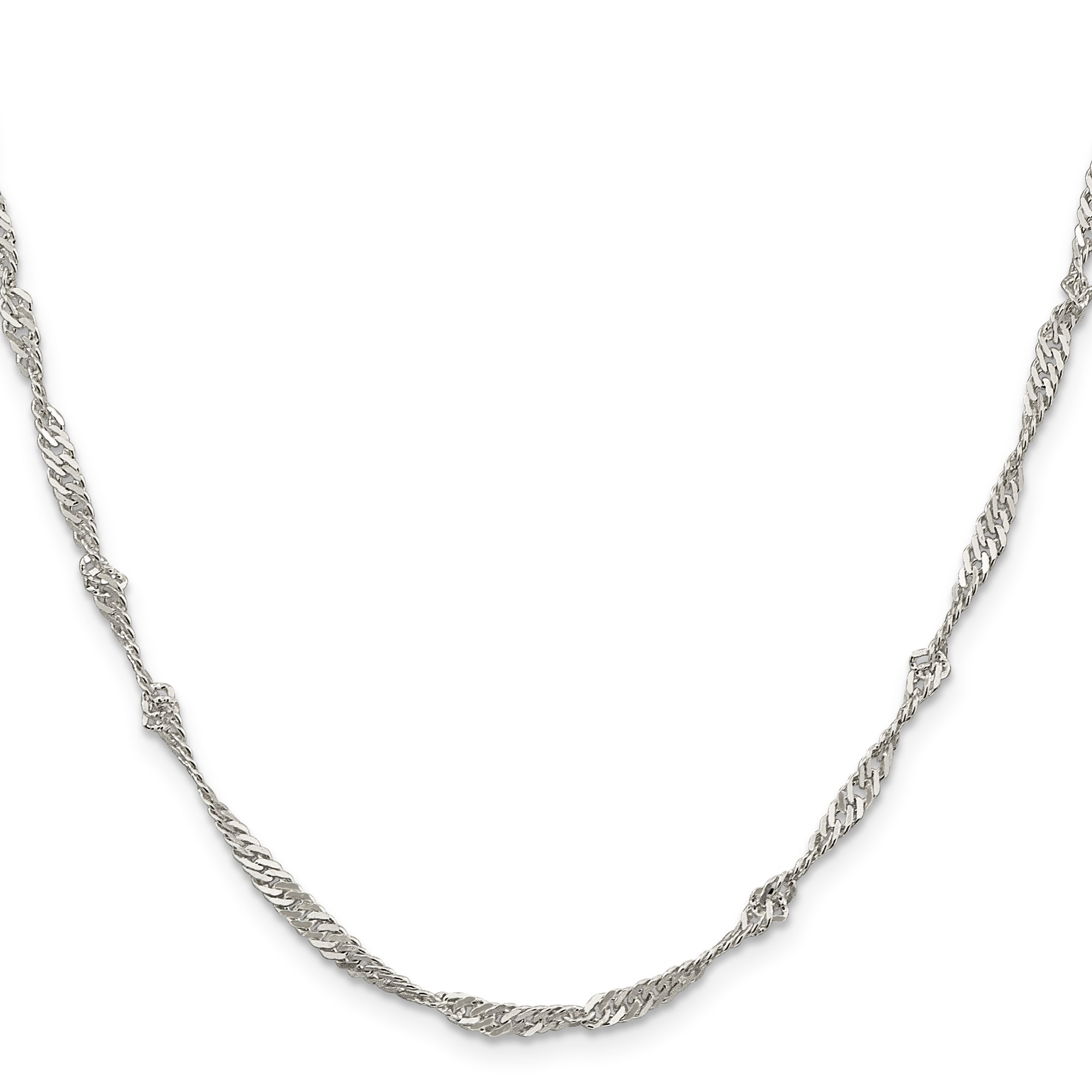 Sterling Silver Singapore Chain Necklace, 3 mm