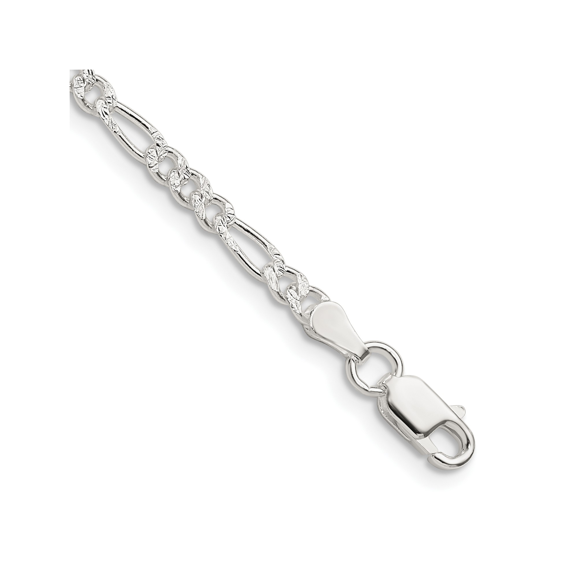 Sterling Silver Figaro Chain Bracelet, 3 mm