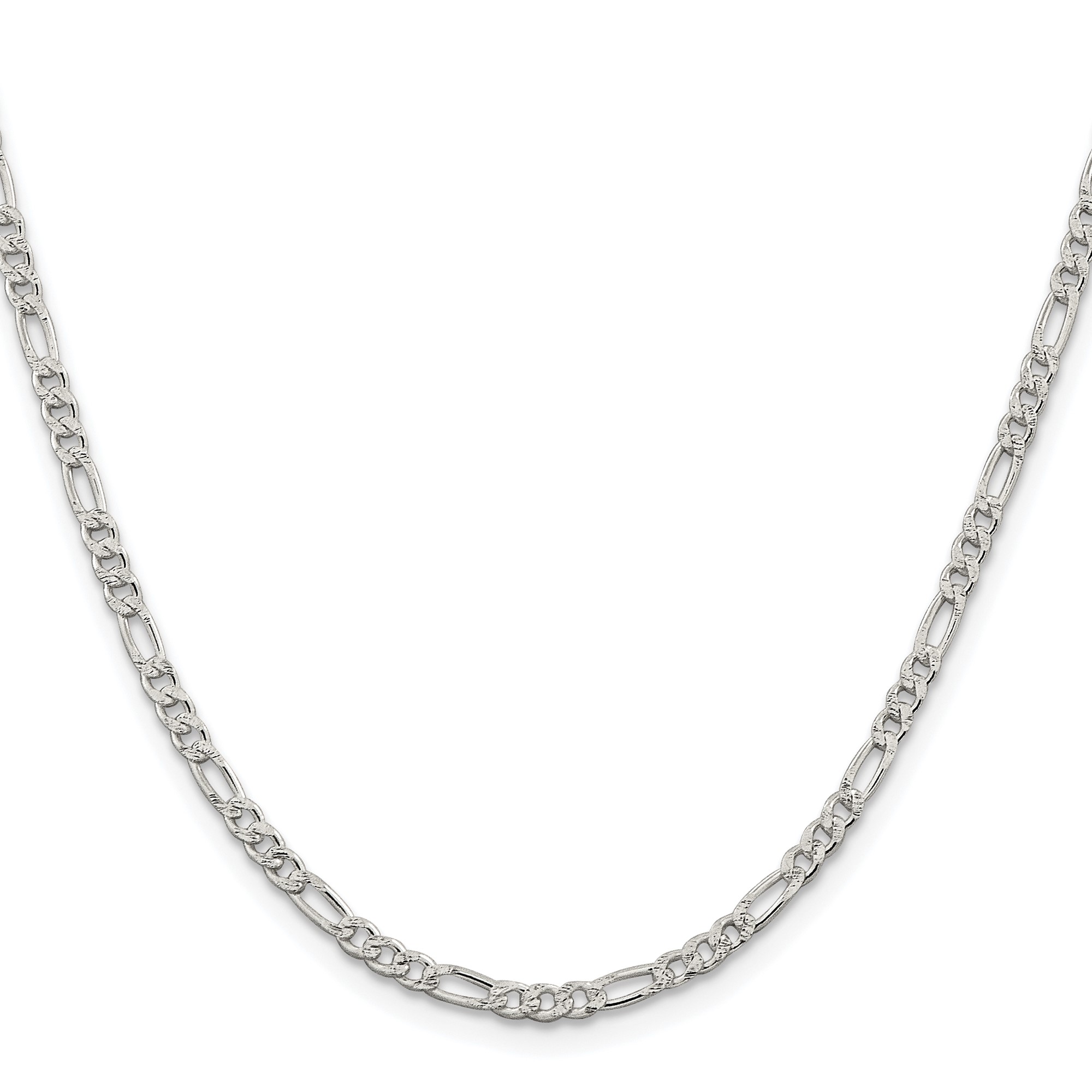 Sterling Silver Figaro Chain Necklace, 3 mm