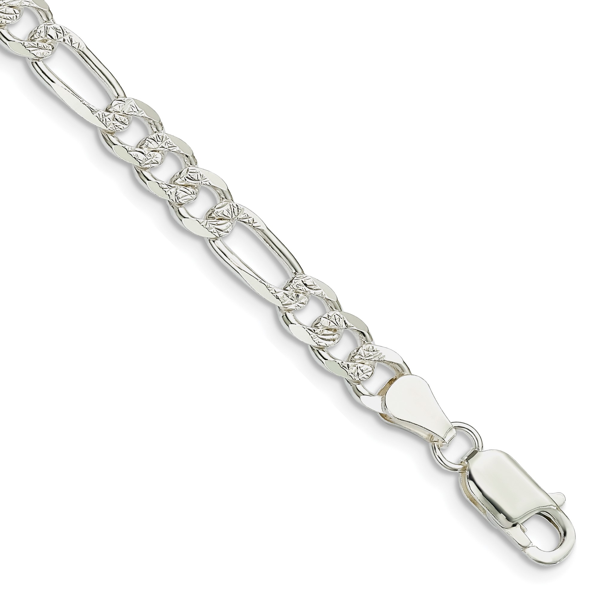 Sterling Silver Figaro Chain Bracelet, 5.5 mm