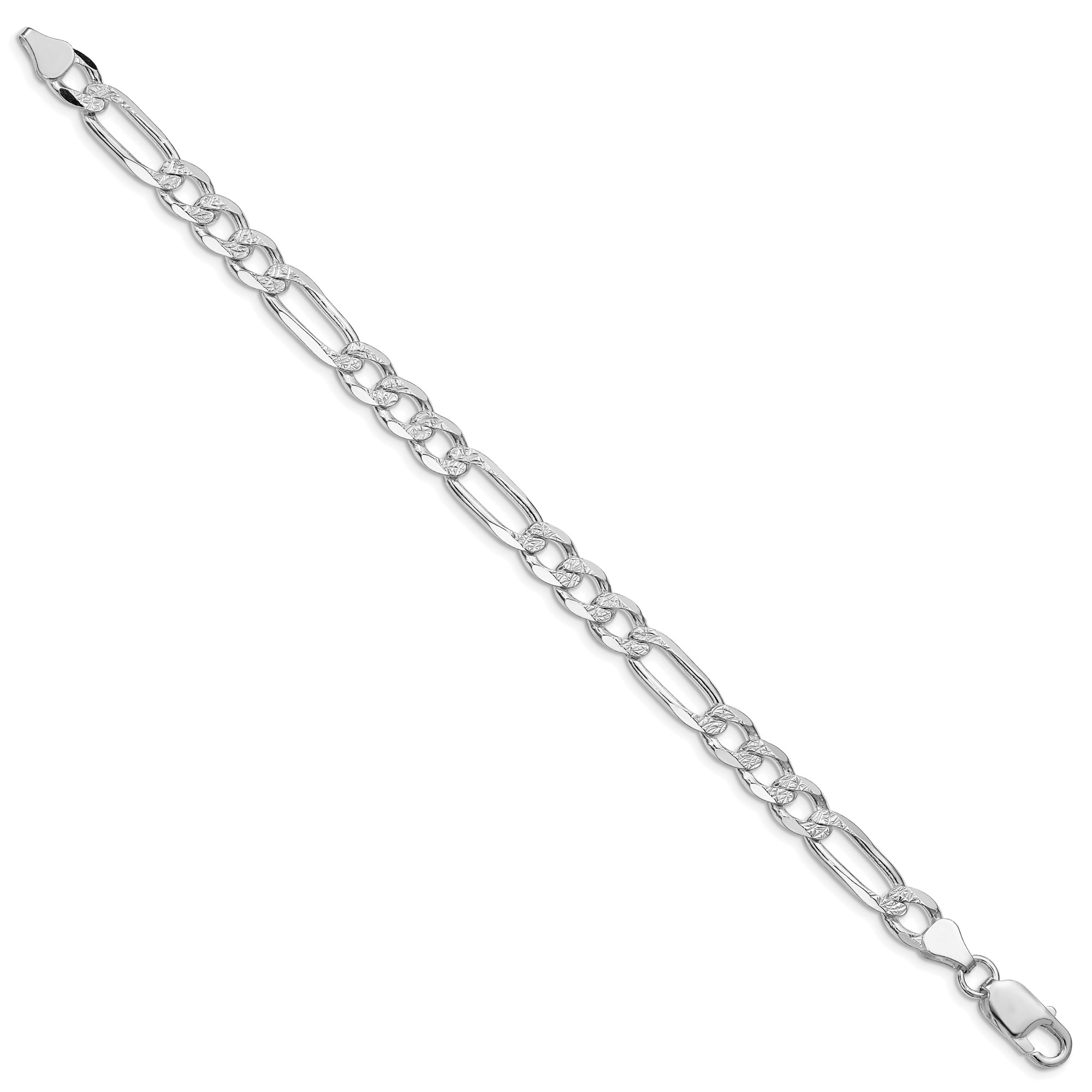 Sterling Silver Figaro Chain Bracelet, 7 mm