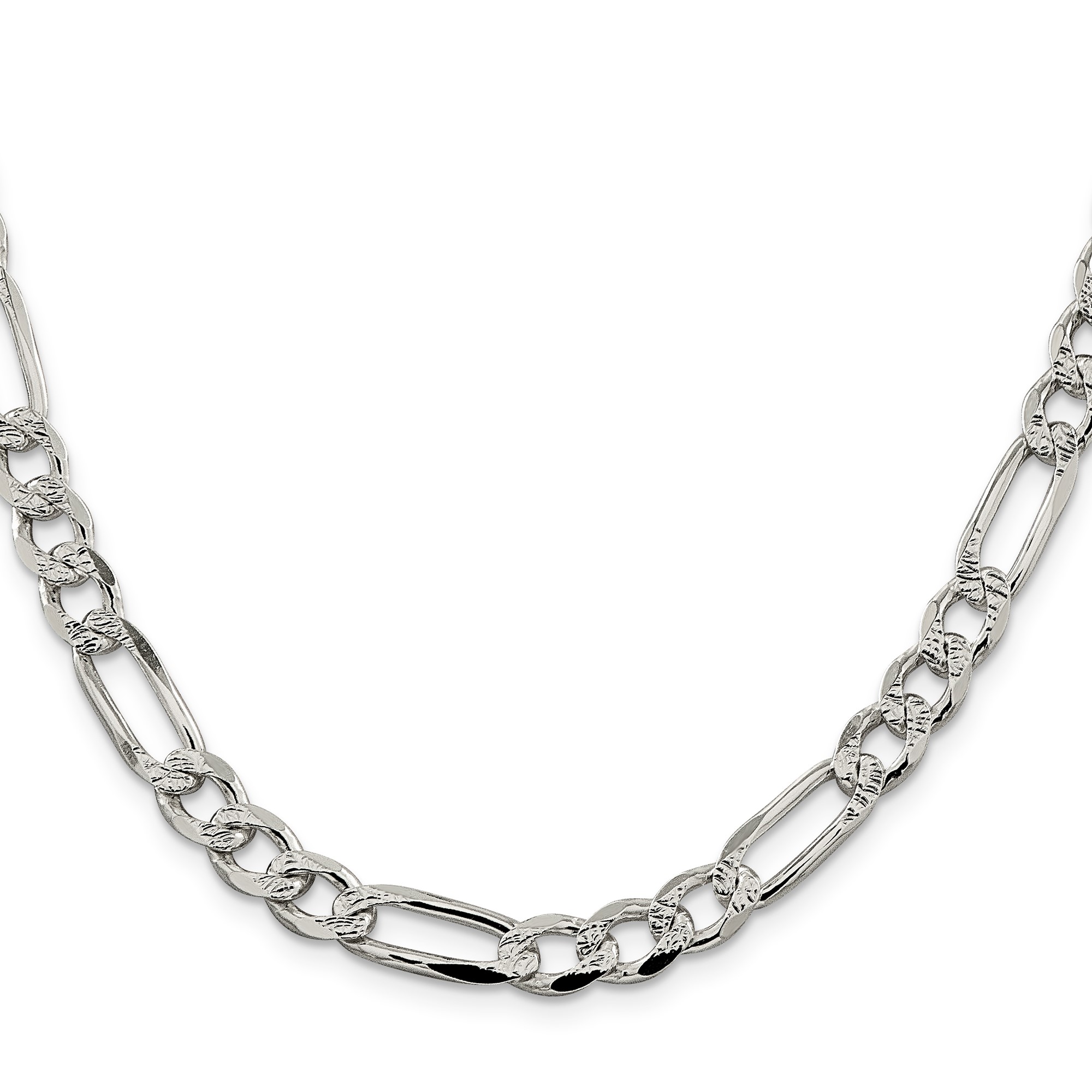 Sterling Silver Figaro Chain Necklace, 7.25 mm