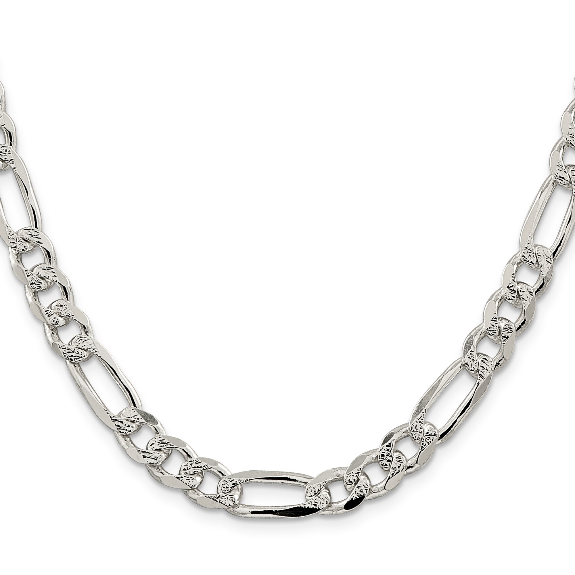 Sterling Silver Figaro Chain Necklace, 8 mm