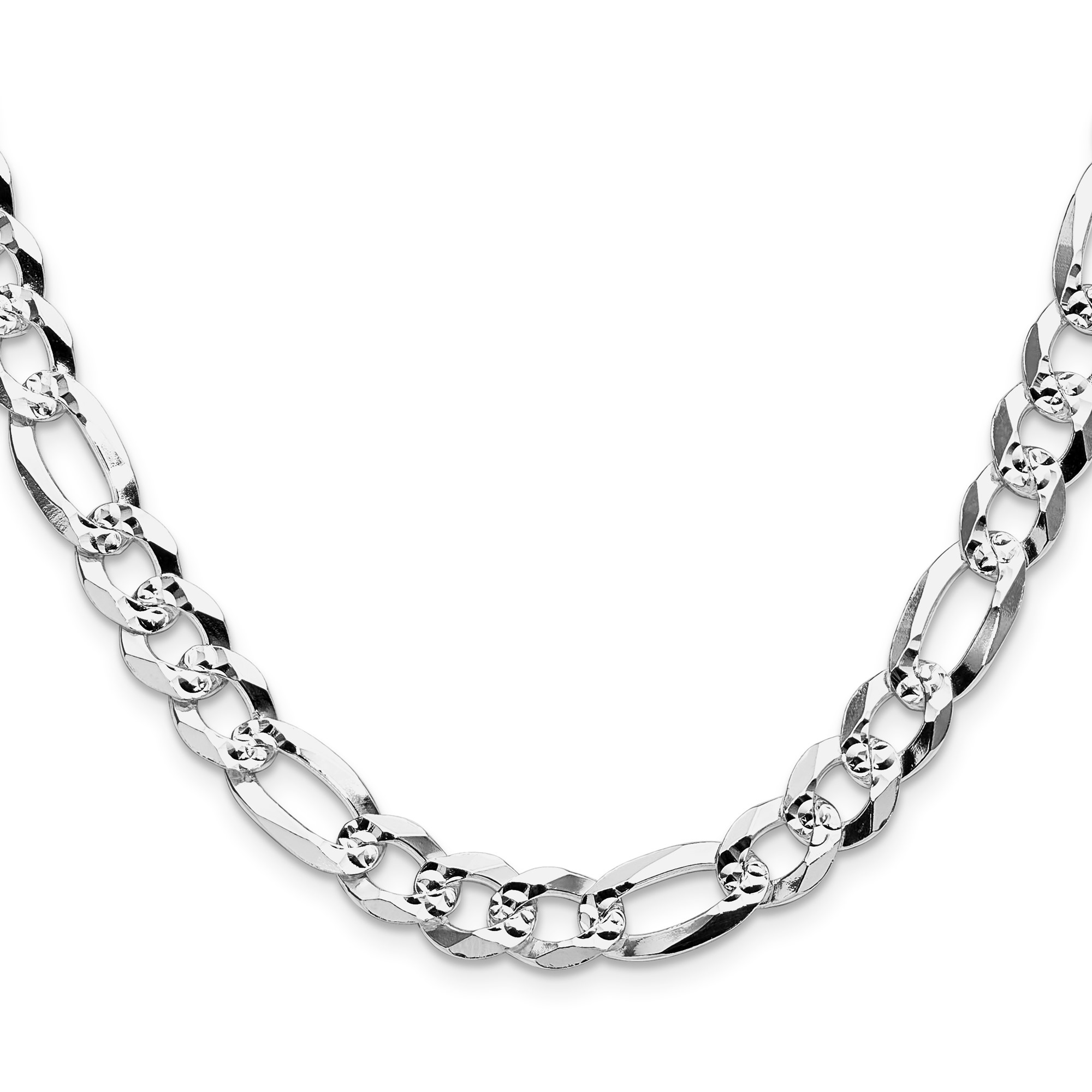 Sterling Silver Figaro Chain Necklace, 8.5 mm