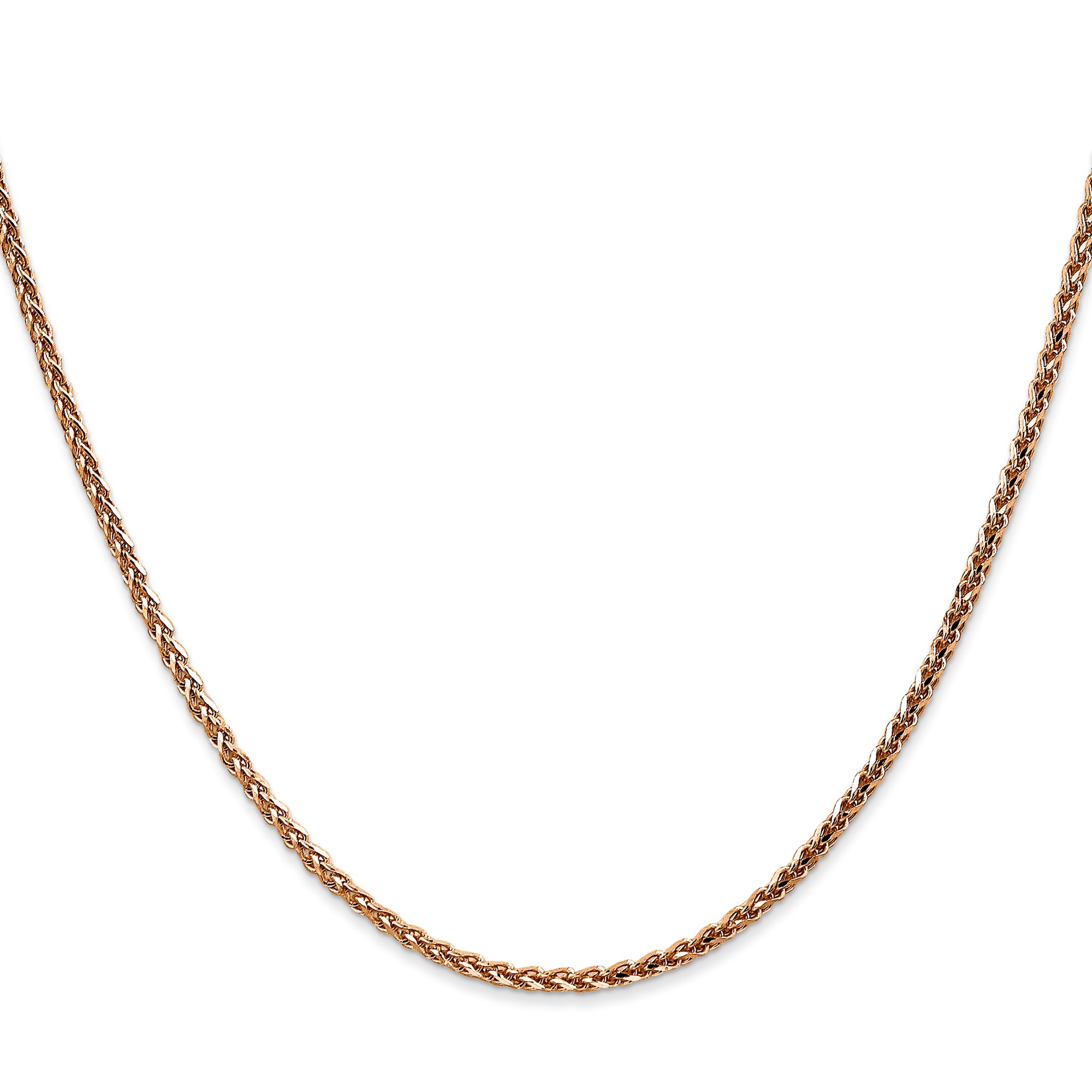 14K Rose Gold Spiga (wheat) Chain Necklace, 2.1 mm