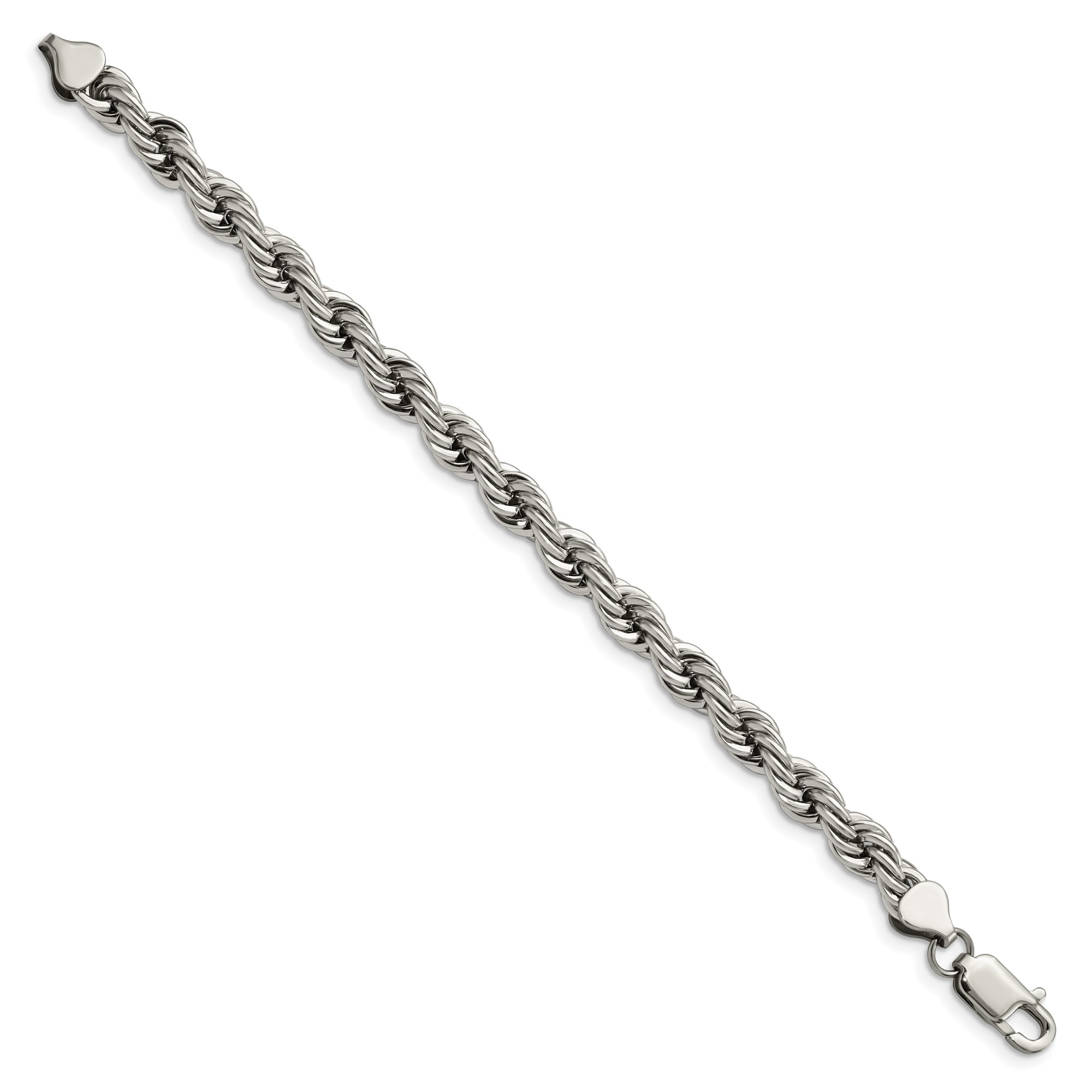 Stainless Steel Rope Chain Bracelet, 7 mm