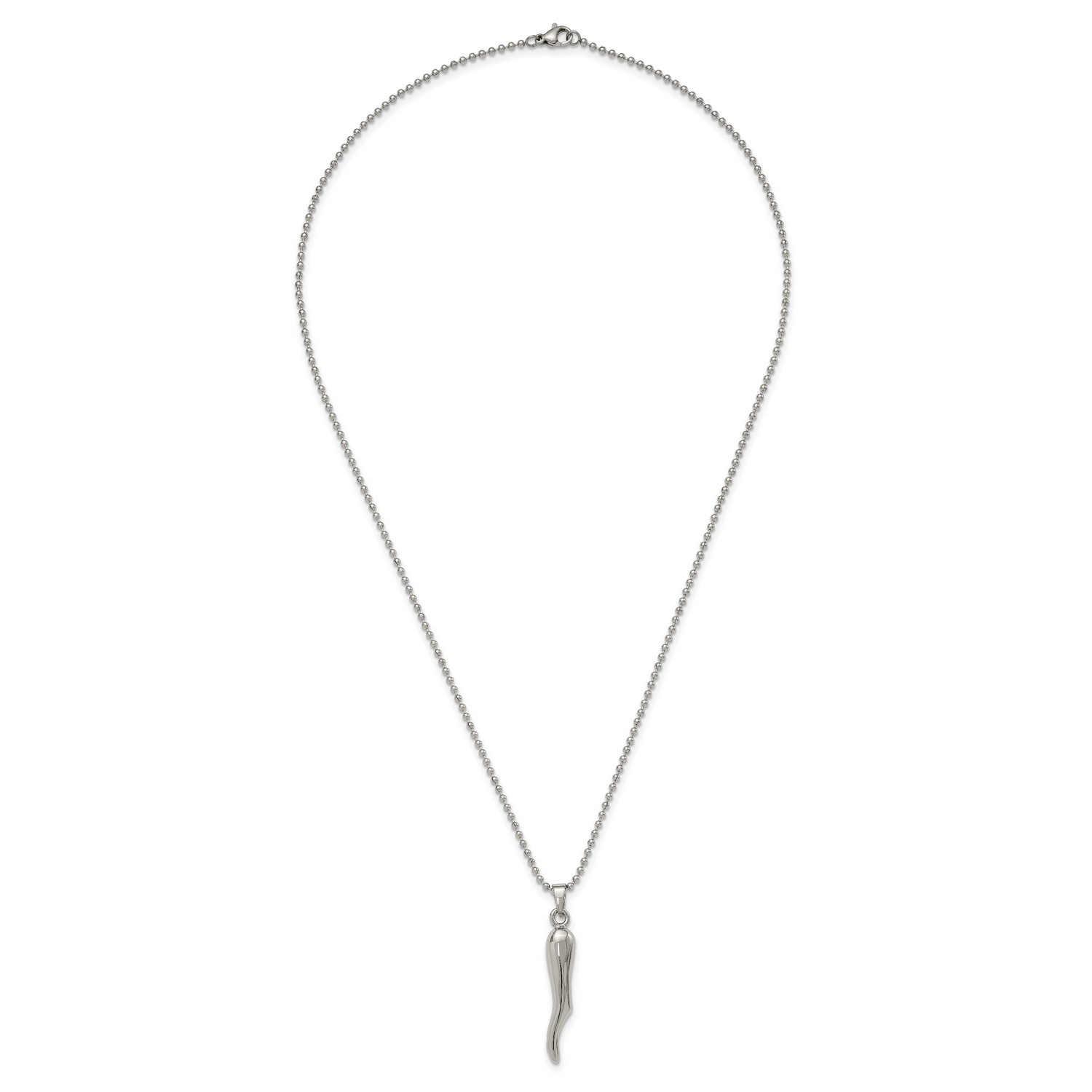 Colgante y collar con dije de cuerno italiano de acero inoxidable - Imagen 5 de 8