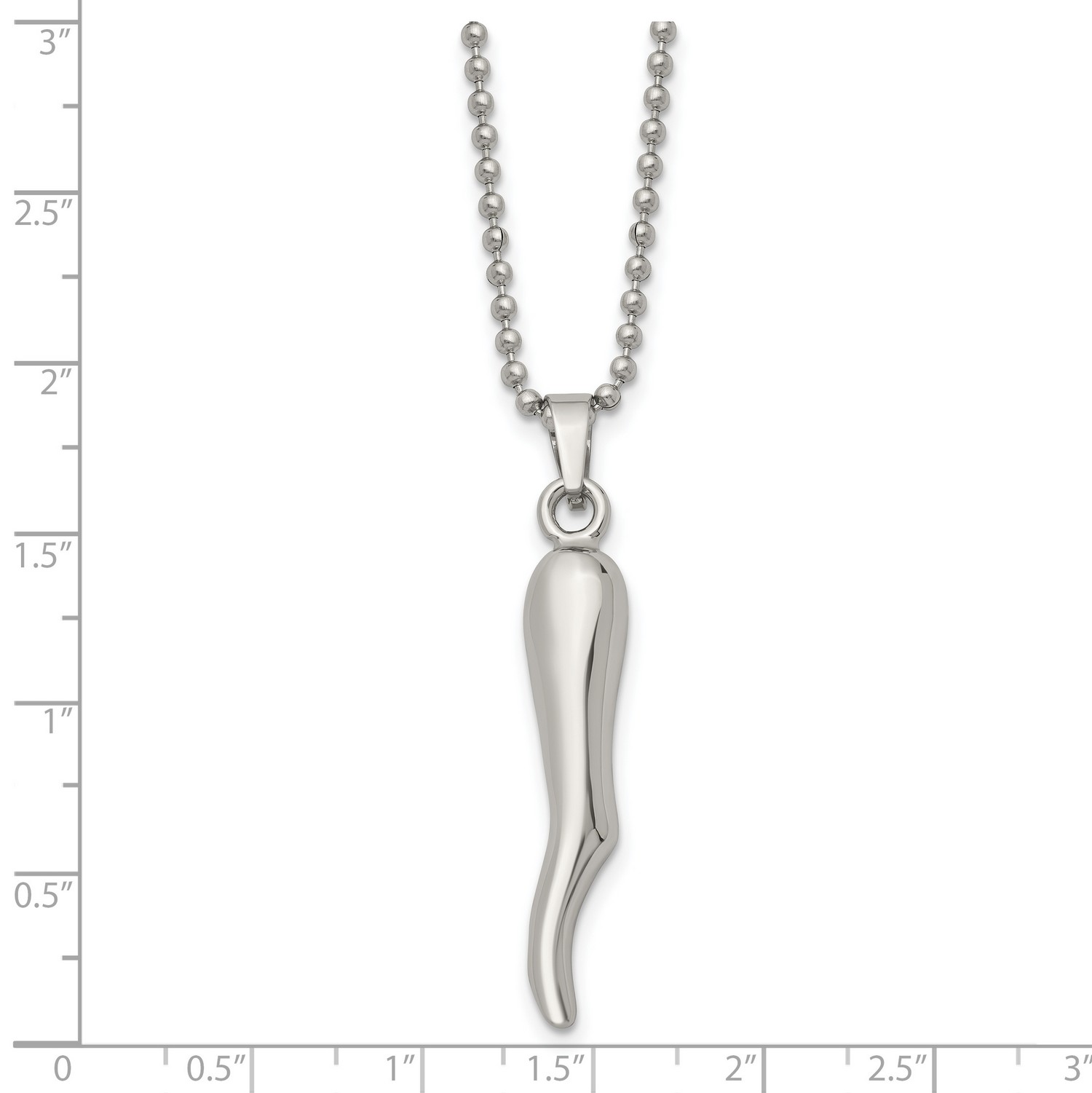 Colgante y collar con dije de cuerno italiano de acero inoxidable - Imagen 4 de 8