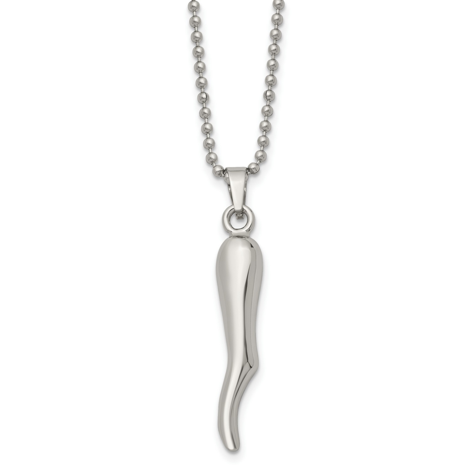 Colgante y collar con dije de cuerno italiano de acero inoxidable - Imagen 1 de 8