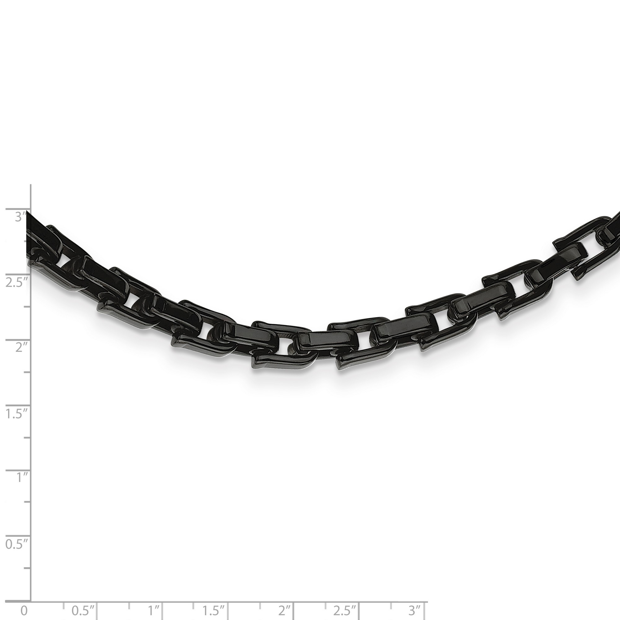 Stainless Steel 8mm Mens Polished Black IP-plated Link Chain Necklace - Picture 7 of 7